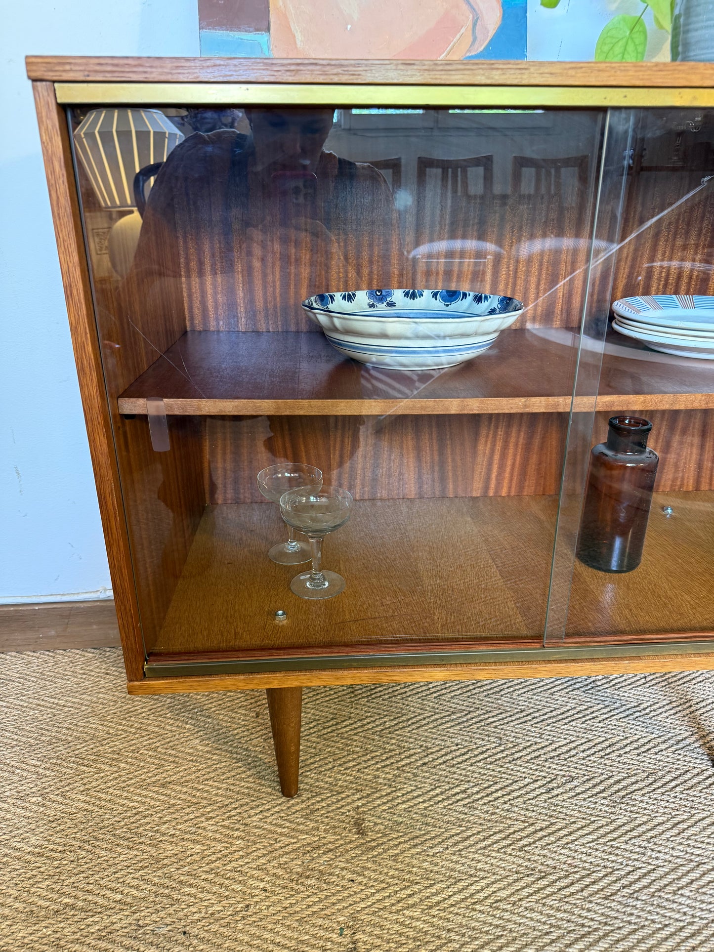 Petite enfilade vitrine buffet vintage placage teck
