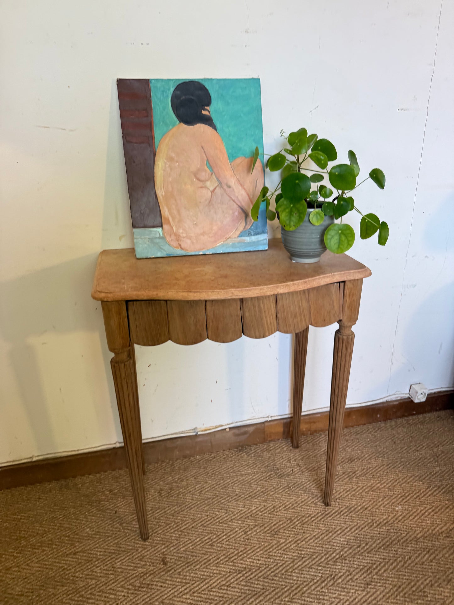 Console desserte Art déco en bois et marbre