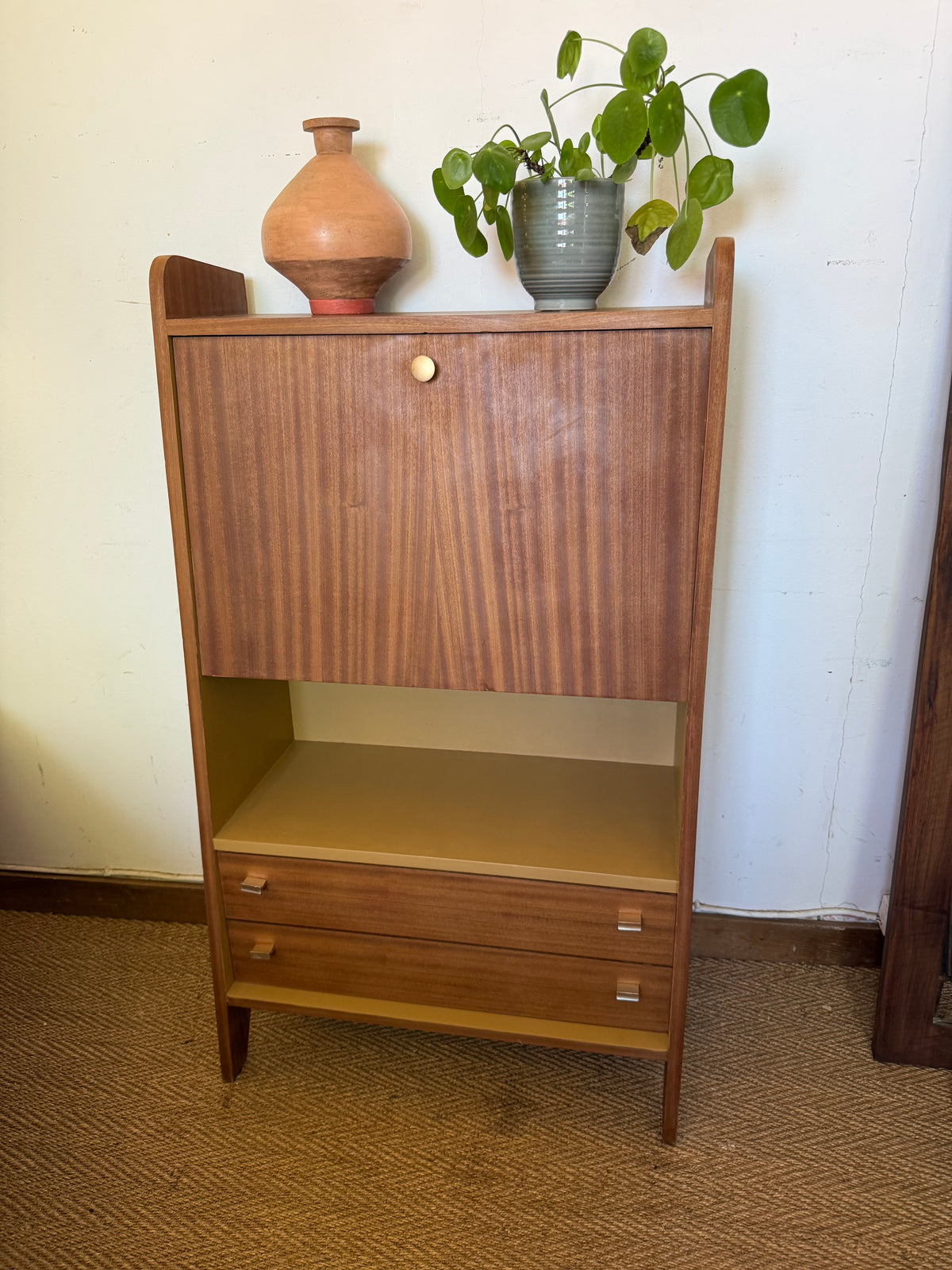 Secrétaire vintage compact placage acajou