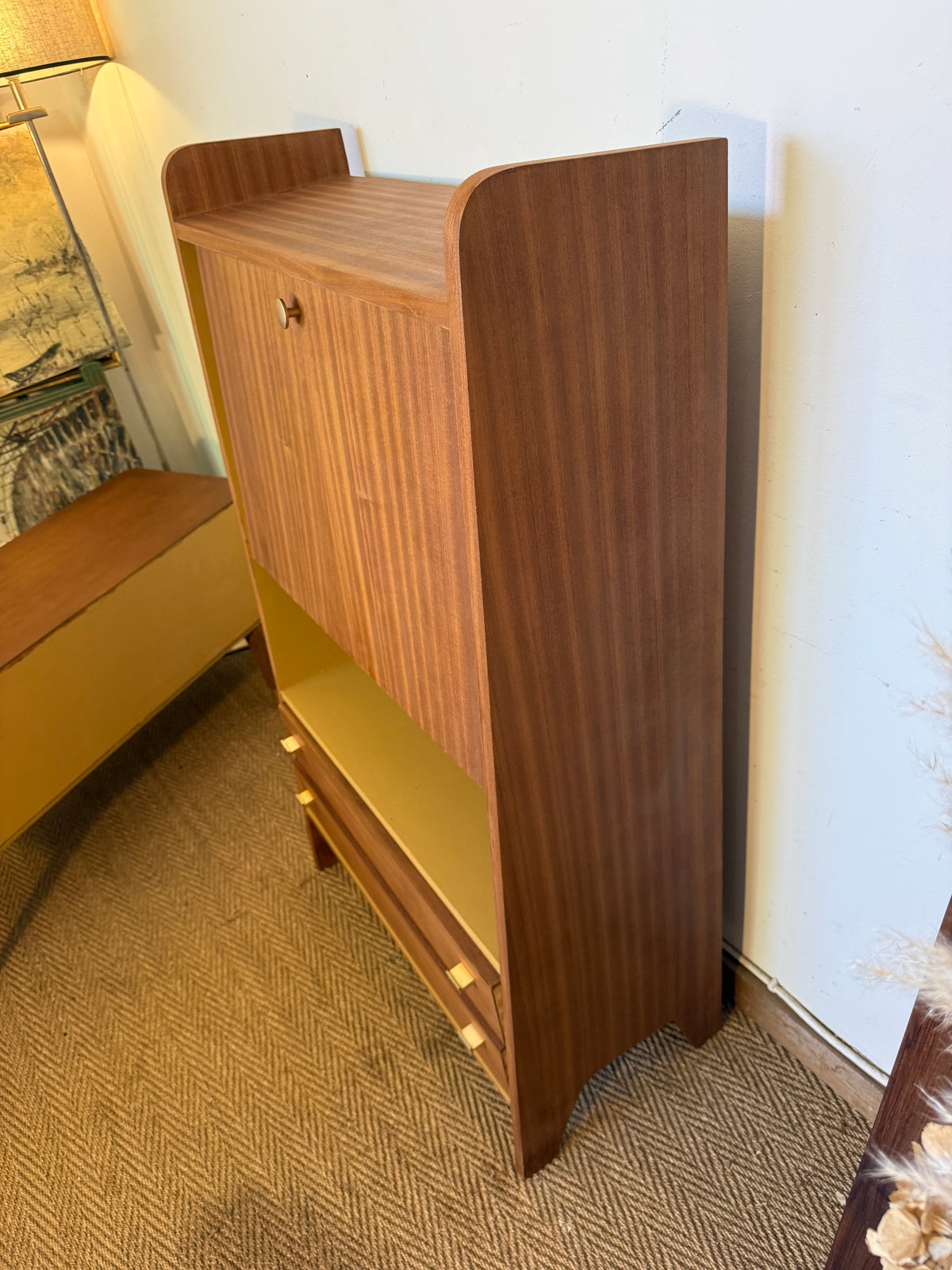 Secrétaire vintage compact placage acajou