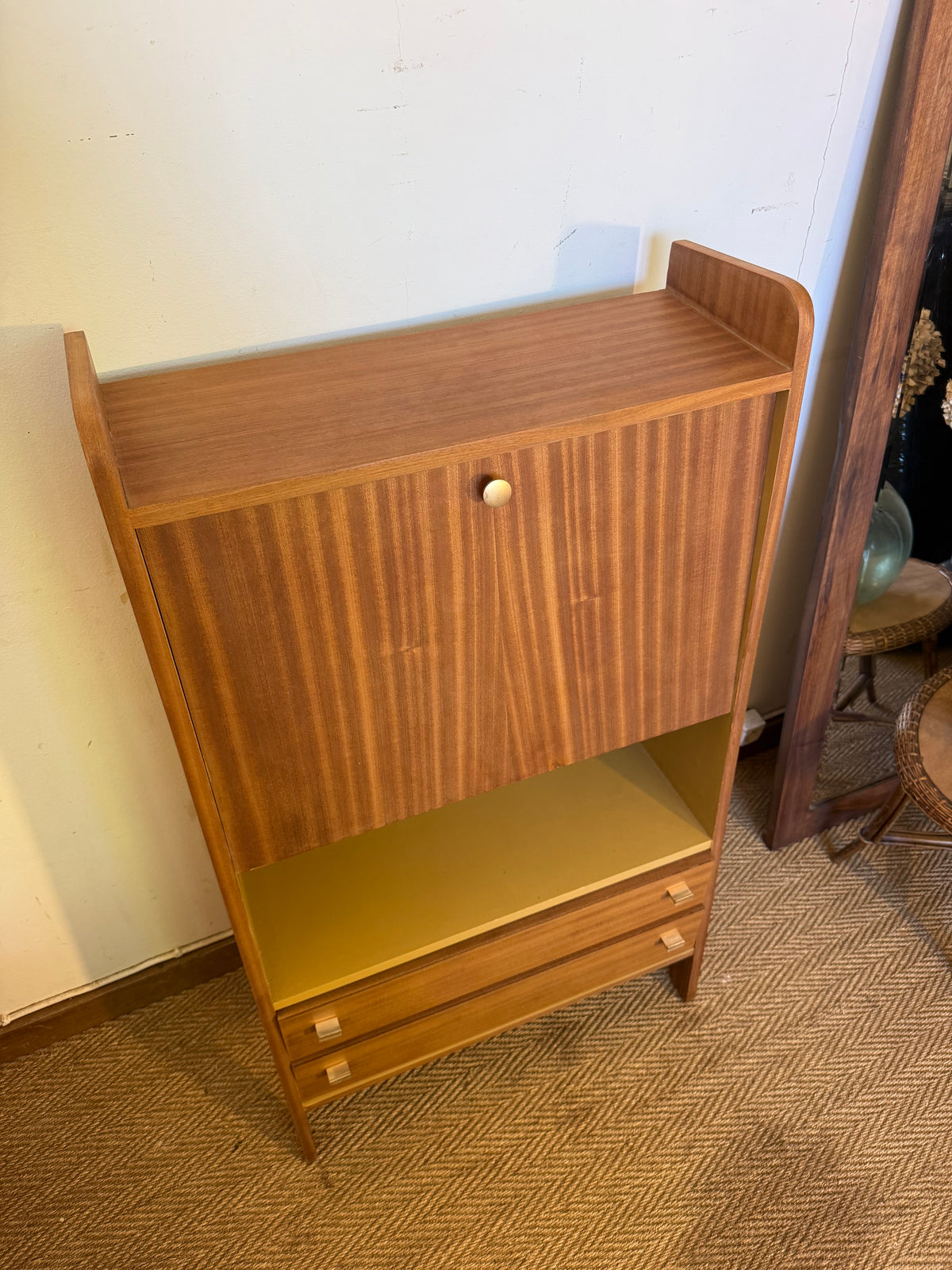 Secrétaire vintage compact placage acajou