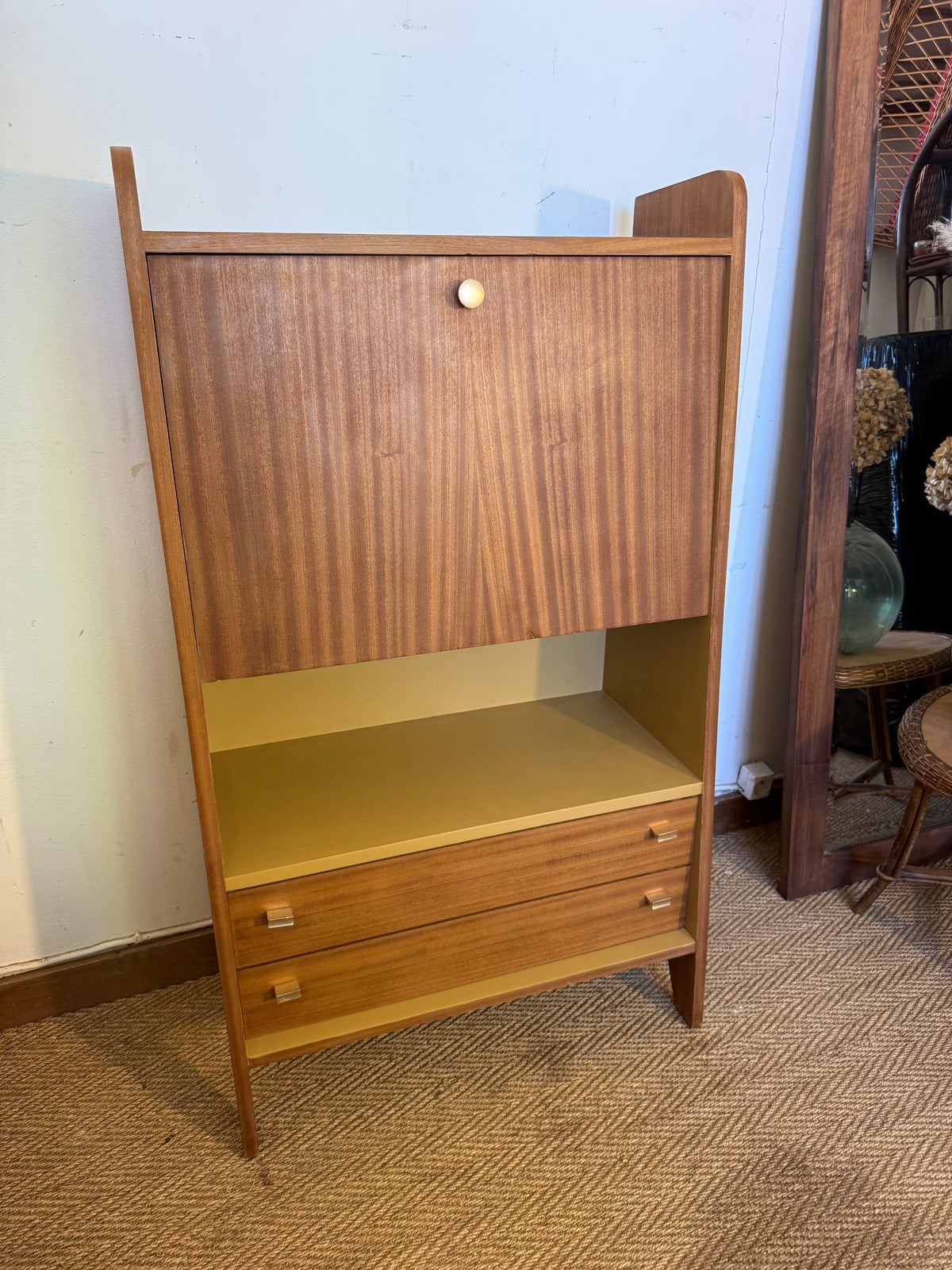 Secrétaire vintage compact placage acajou