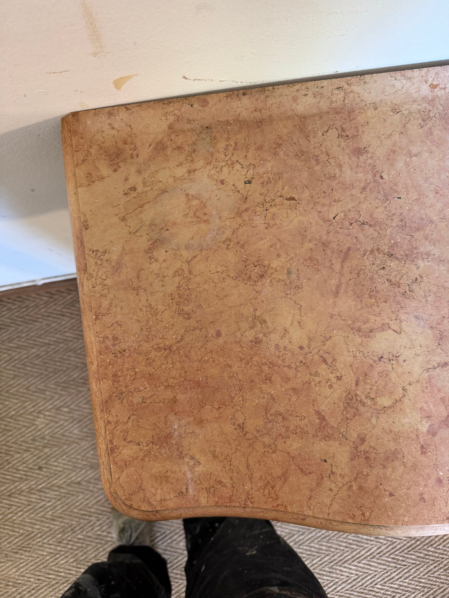 Console desserte Art déco en bois et marbre