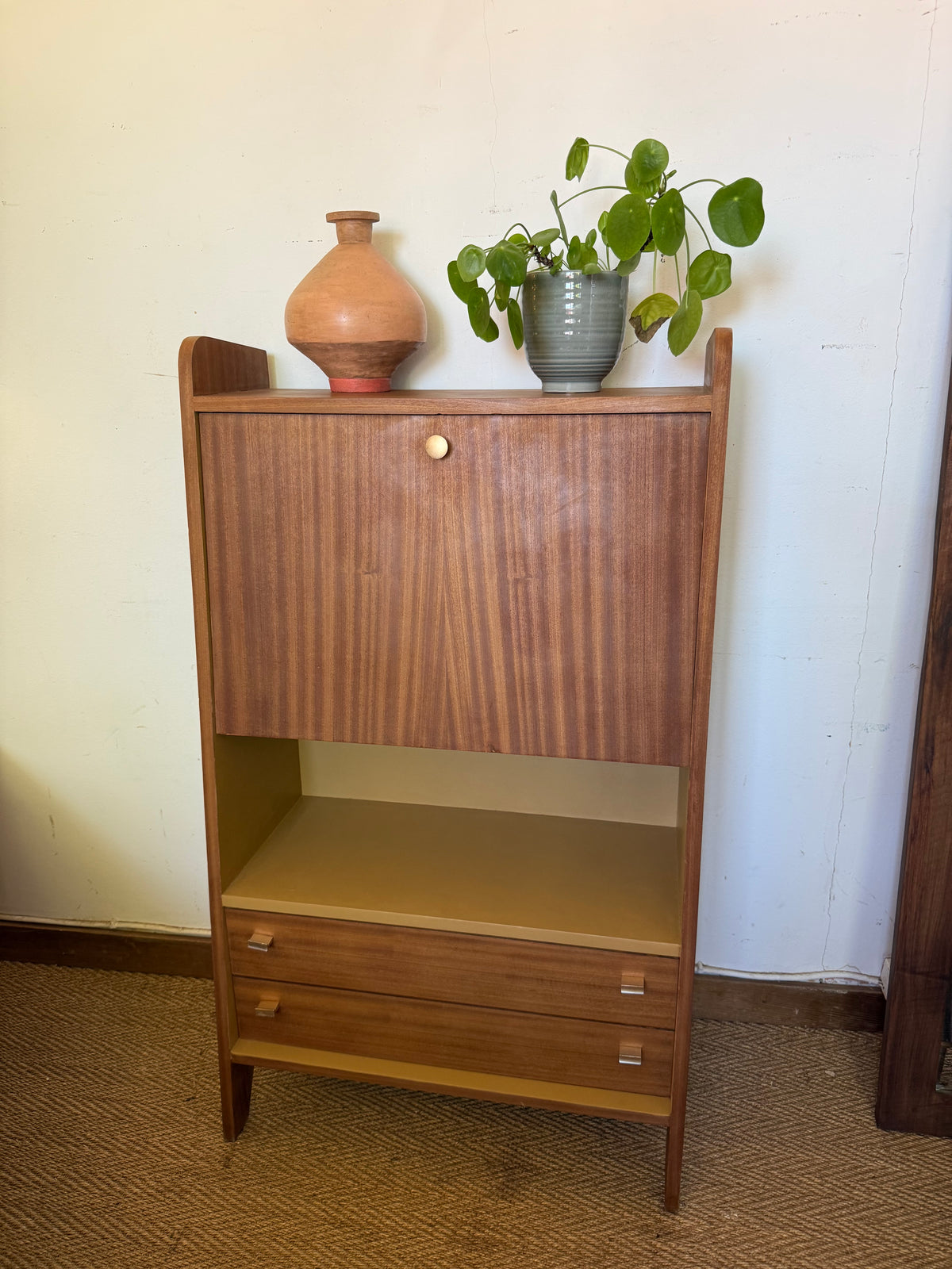 Secrétaire vintage compact placage acajou
