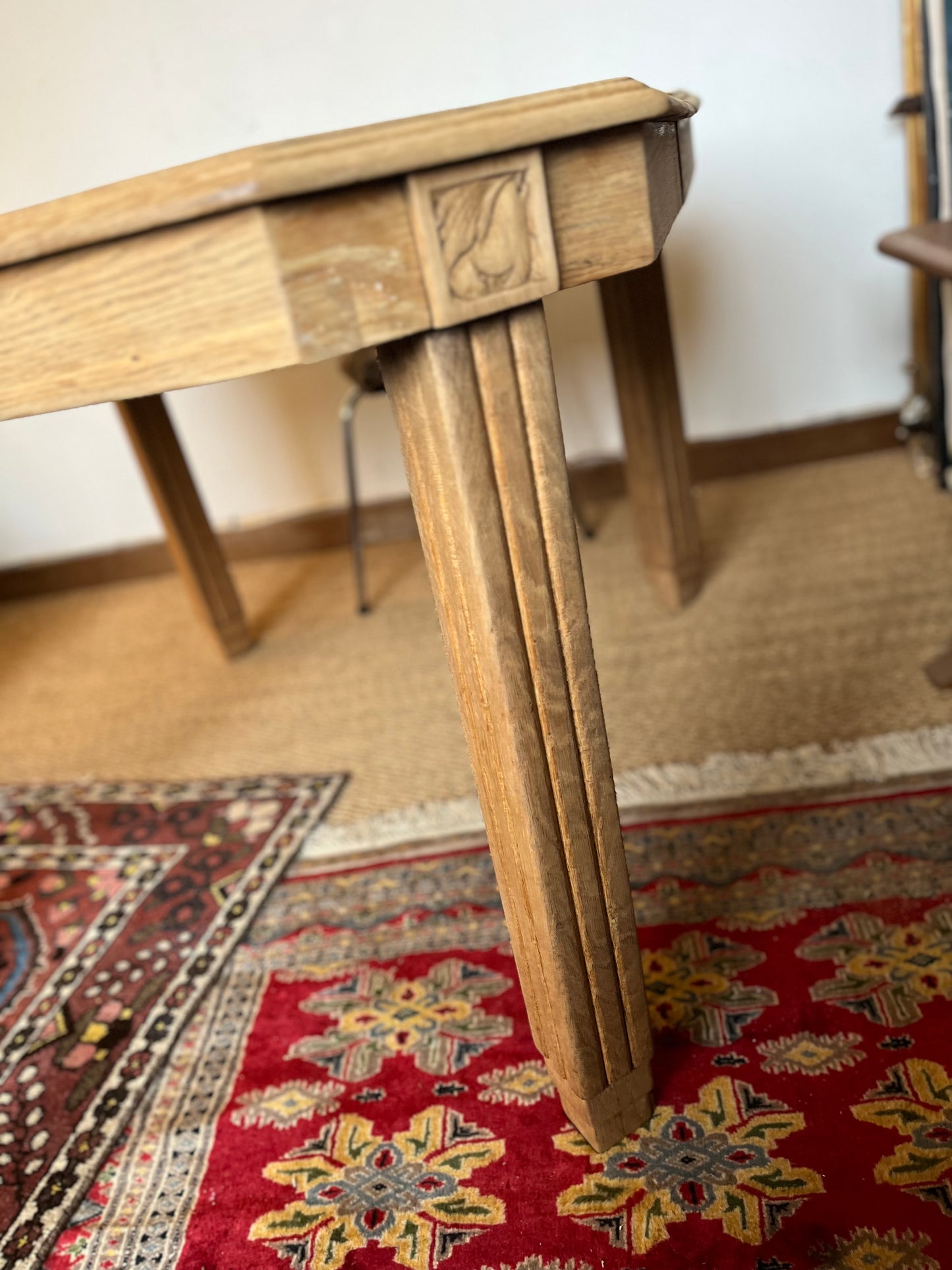 Table à manger art déco extensible en bois