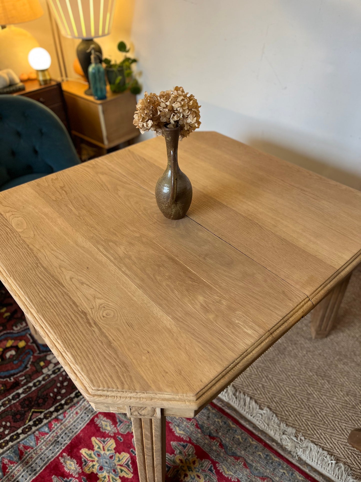 Table à manger art déco extensible en bois