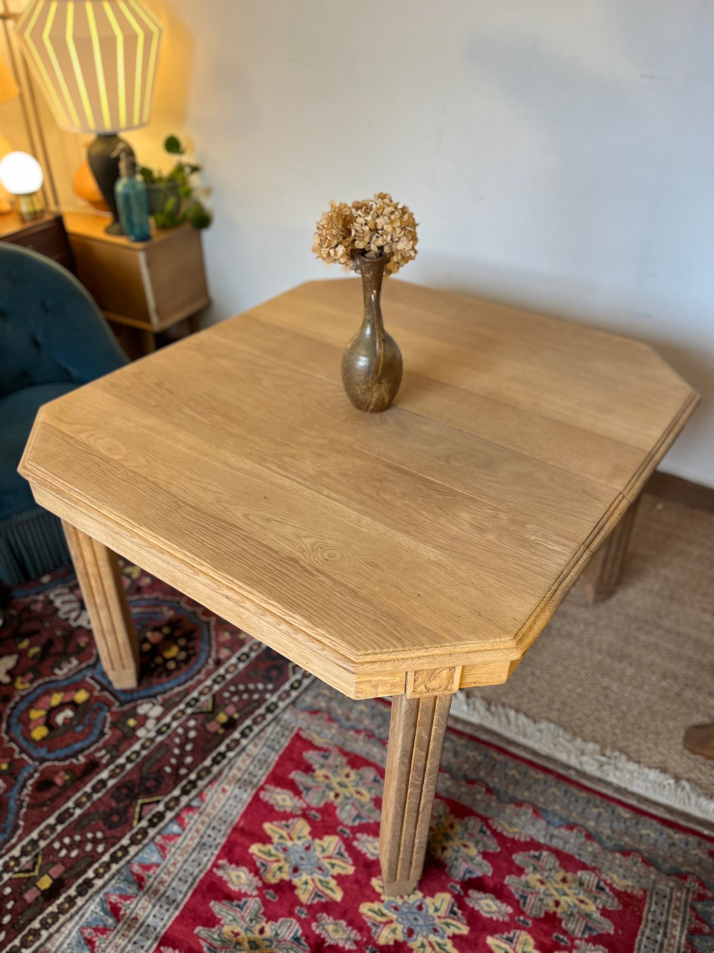 Table à manger art déco extensible en bois