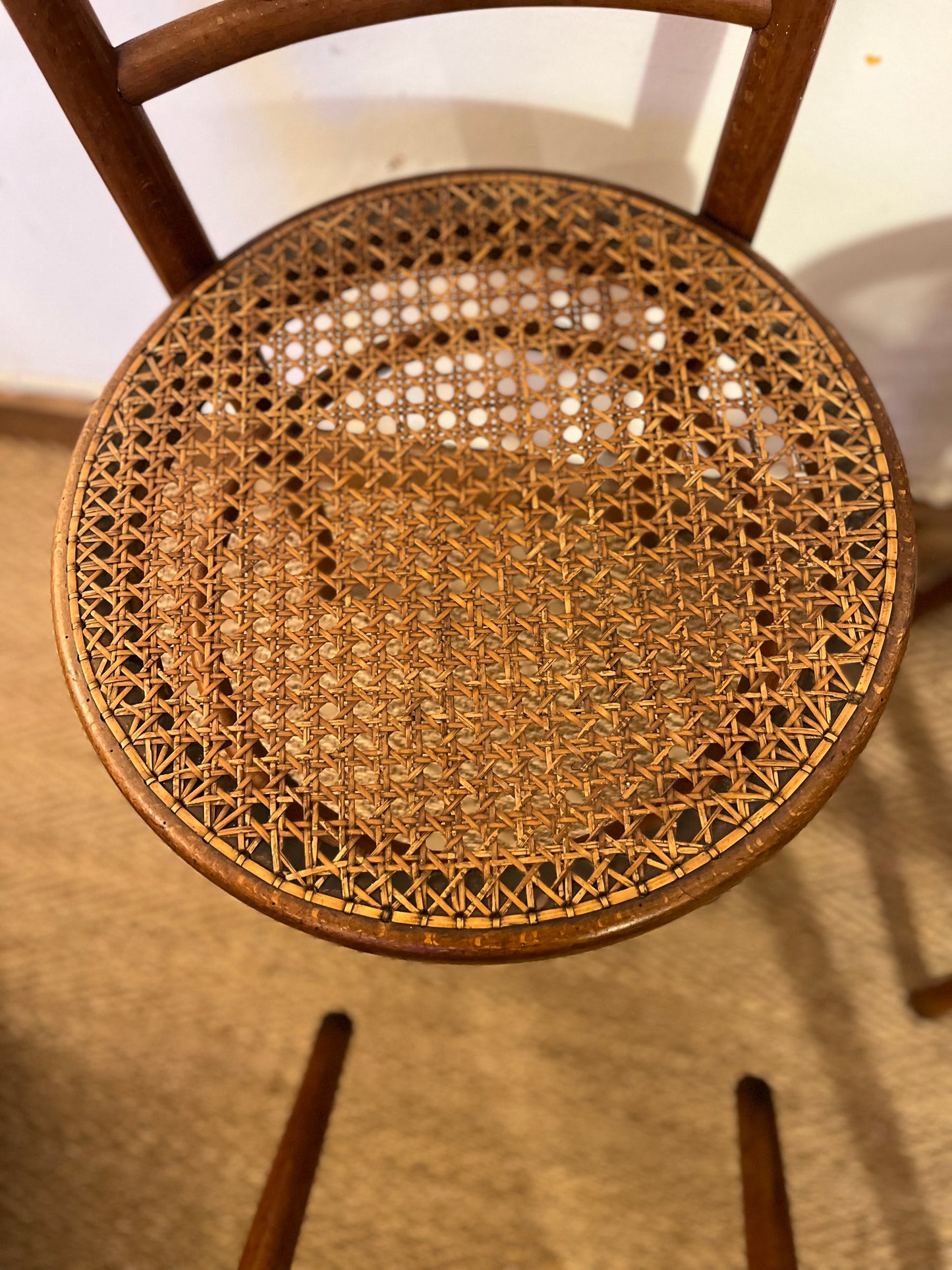 Lot de 4 chaises bistrots Fischel bois courbé et cannage