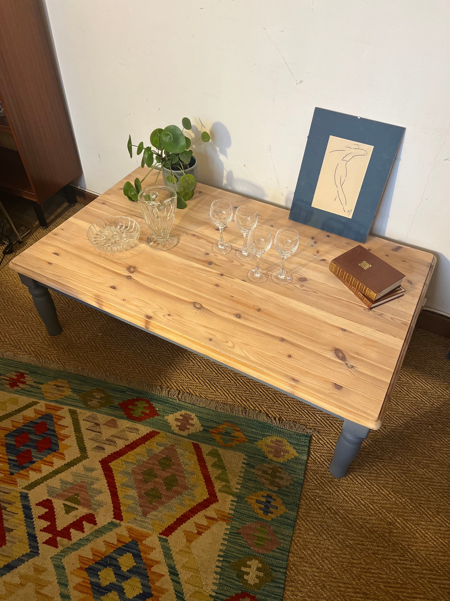 Grande table basse en bois type table de ferme