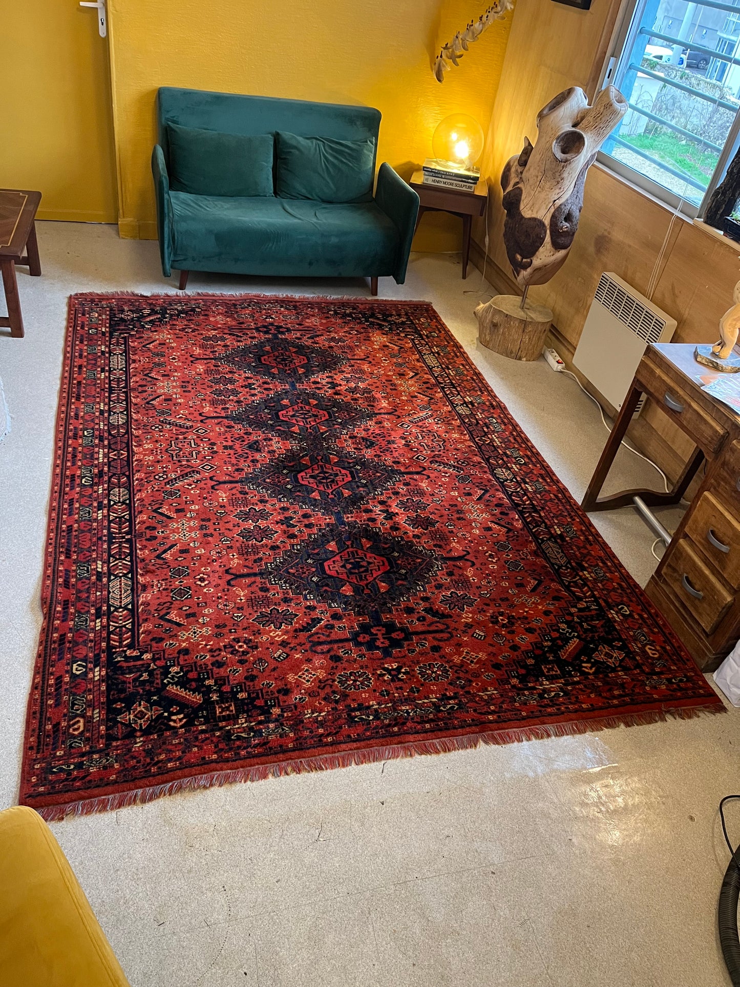 Grand tapis vintage style persan origine pakistan