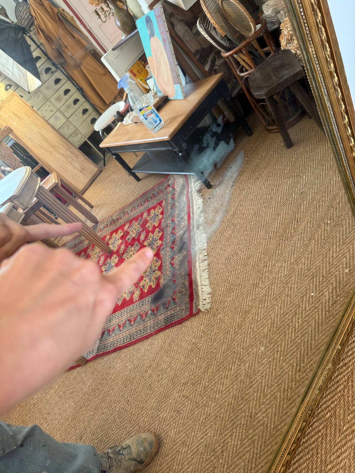 Miroir ancien doré bois et stuc