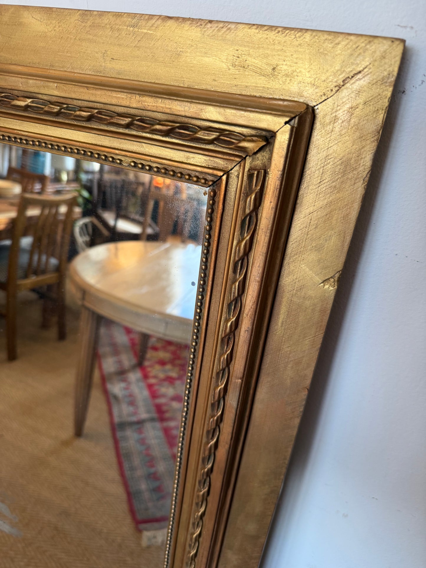 Miroir ancien doré bois et stuc