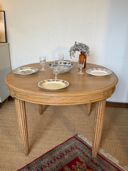 Table de salle à manger ovale art déco vintage en bois