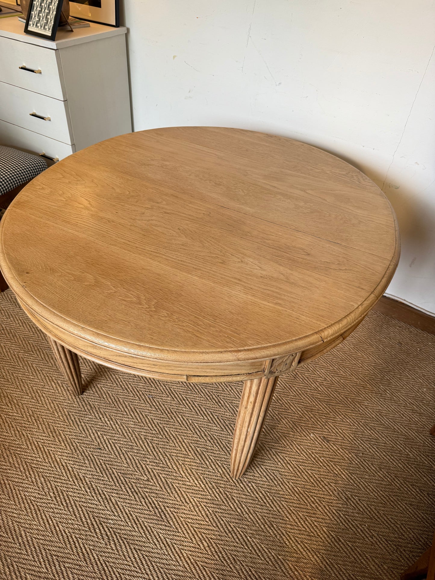 Table de salle à manger ovale art déco vintage en bois