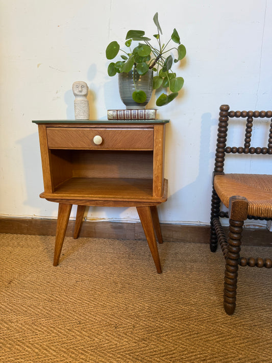 Table de chevet vintage pieds compas