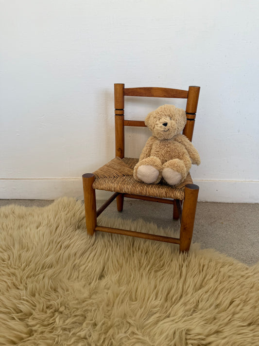 Chaise enfant vintage bois et paille