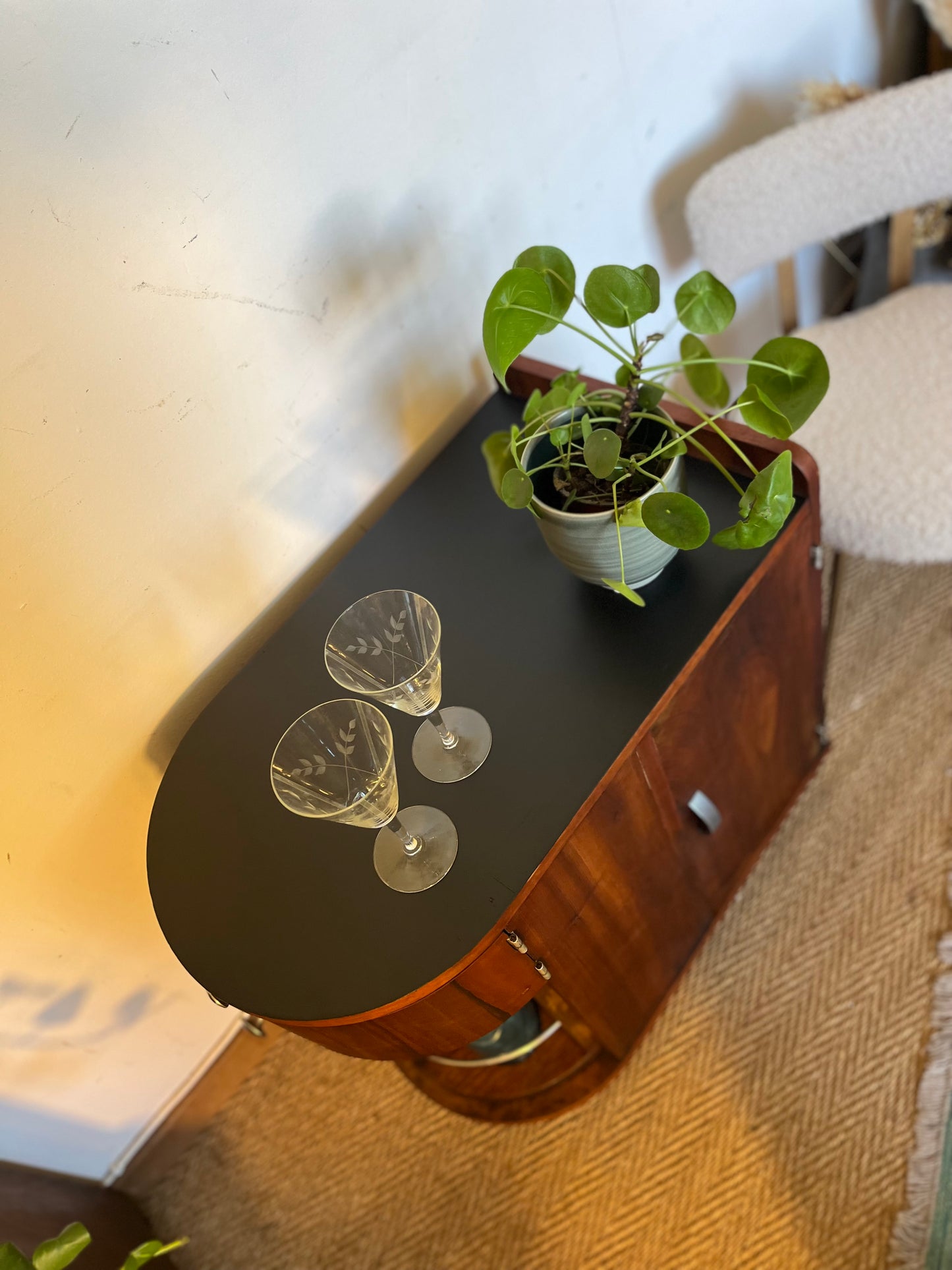 Meuble bar desserte art déco en bois