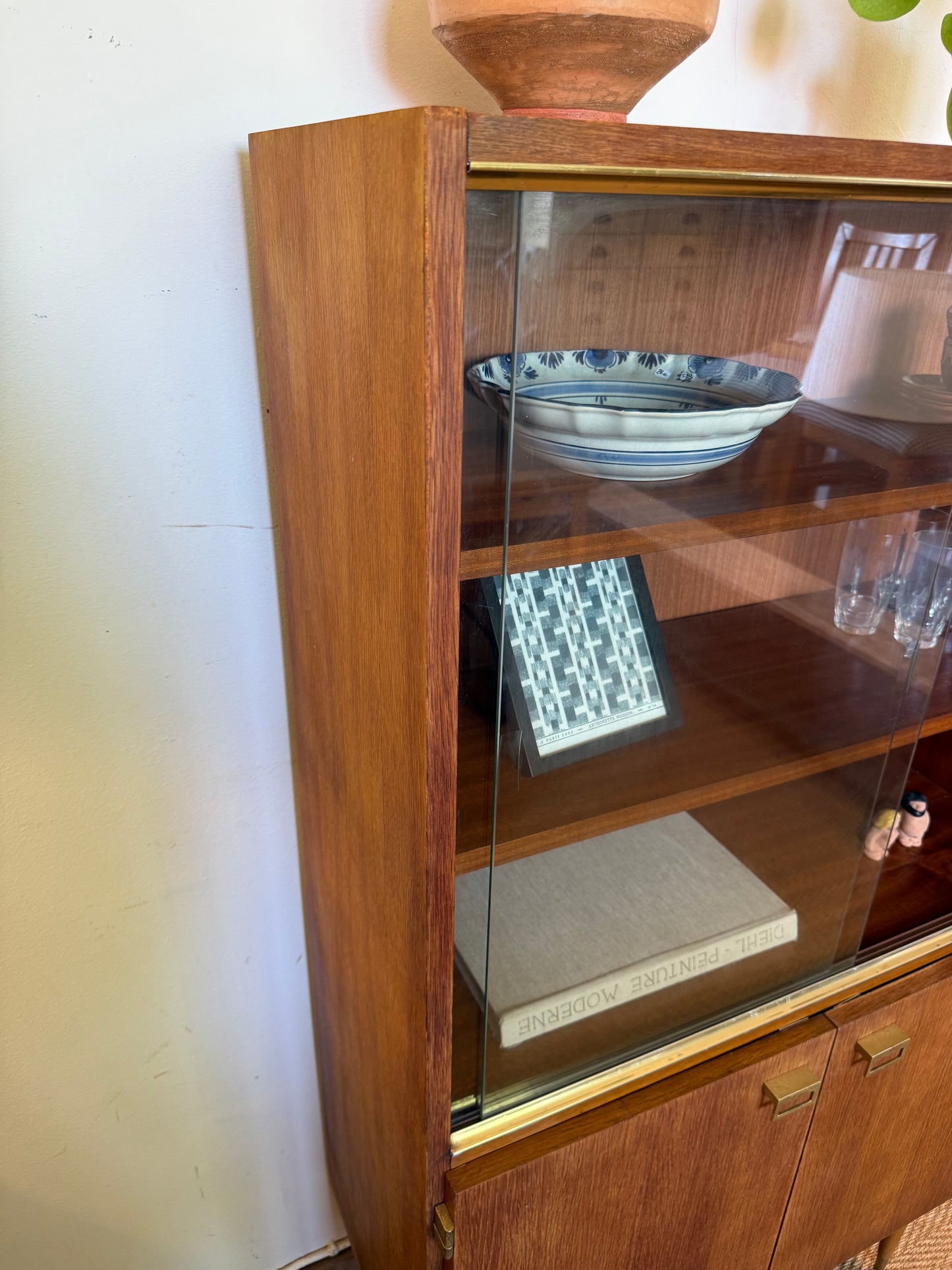 Vaisselier vitrine buffet vintage placage teck