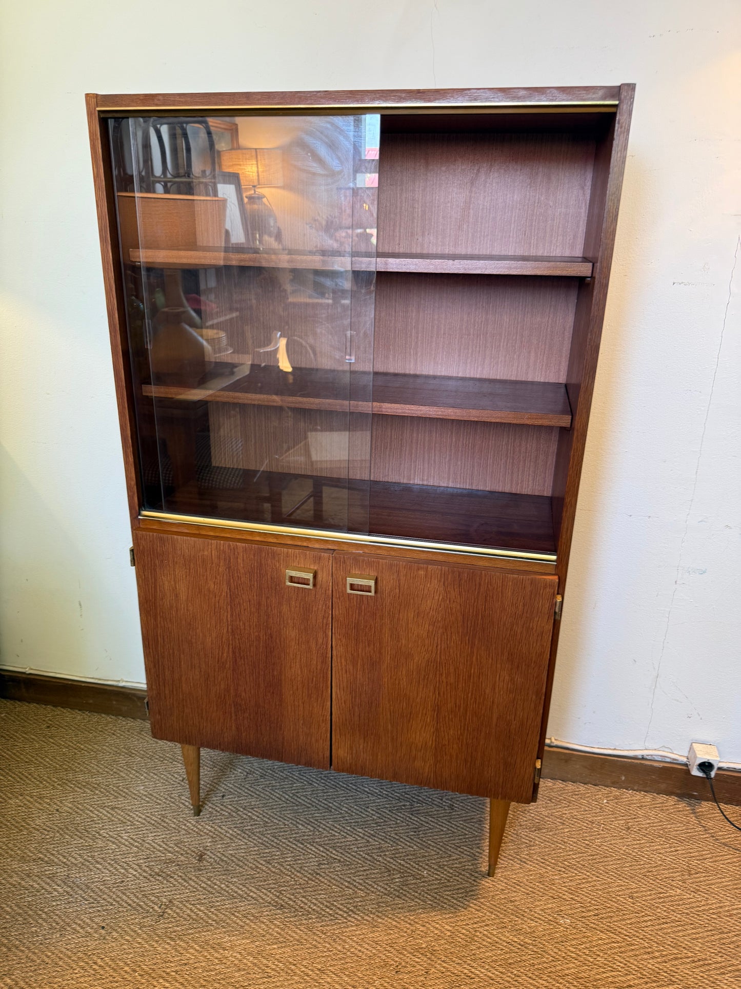 Vaisselier vitrine buffet vintage placage teck