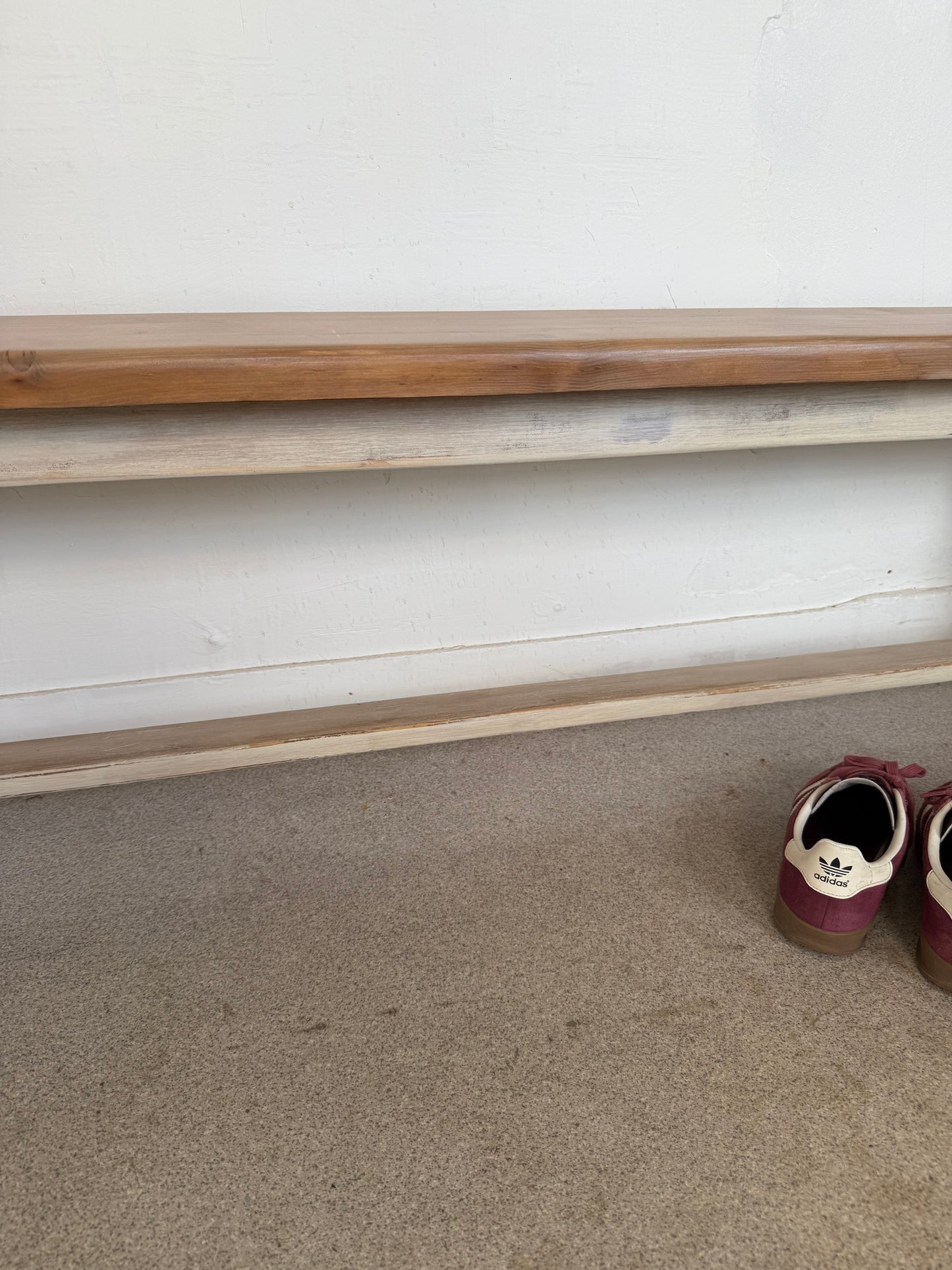 Banc de ferme en bois massif vintage