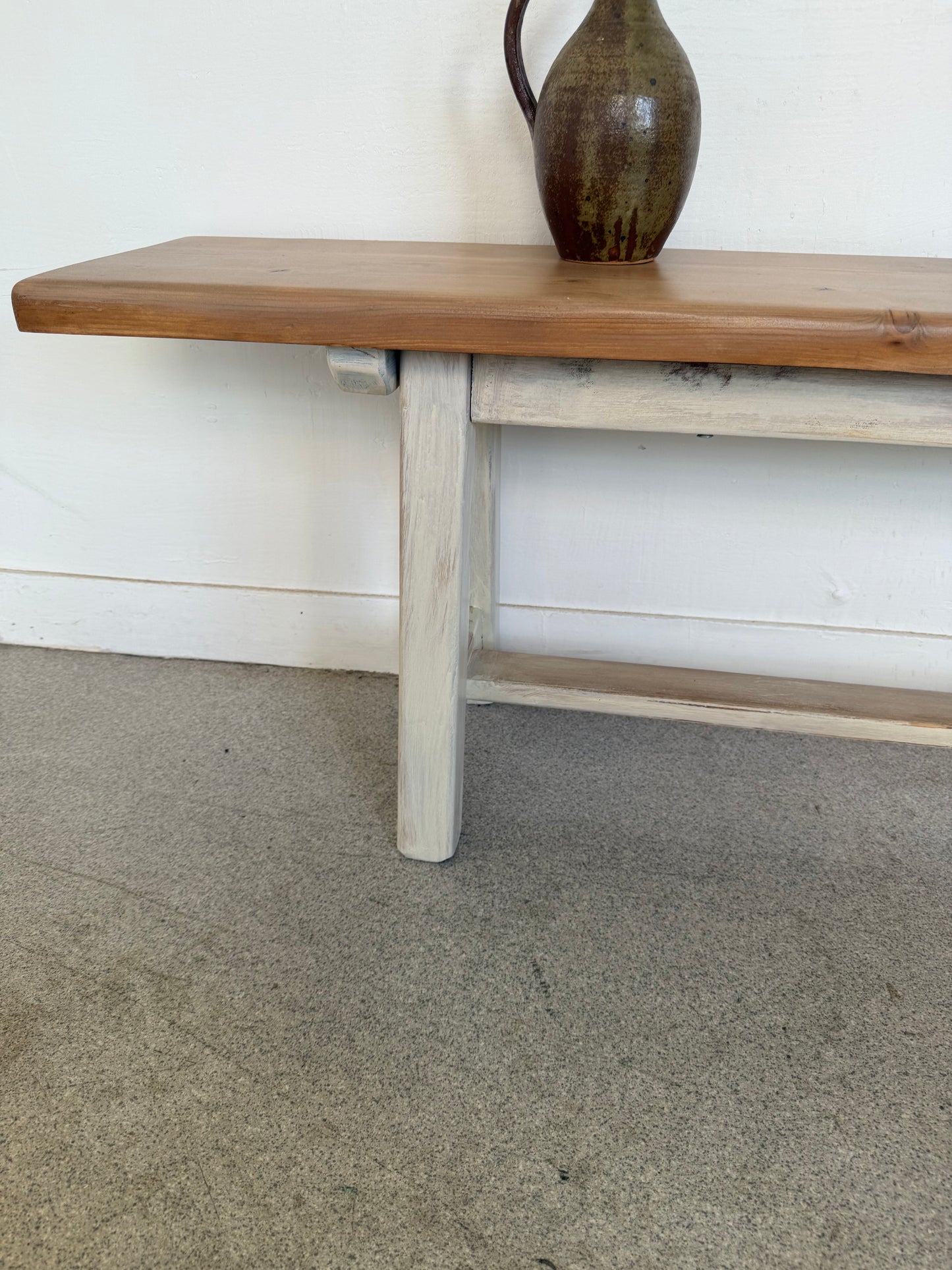 Banc de ferme en bois massif vintage