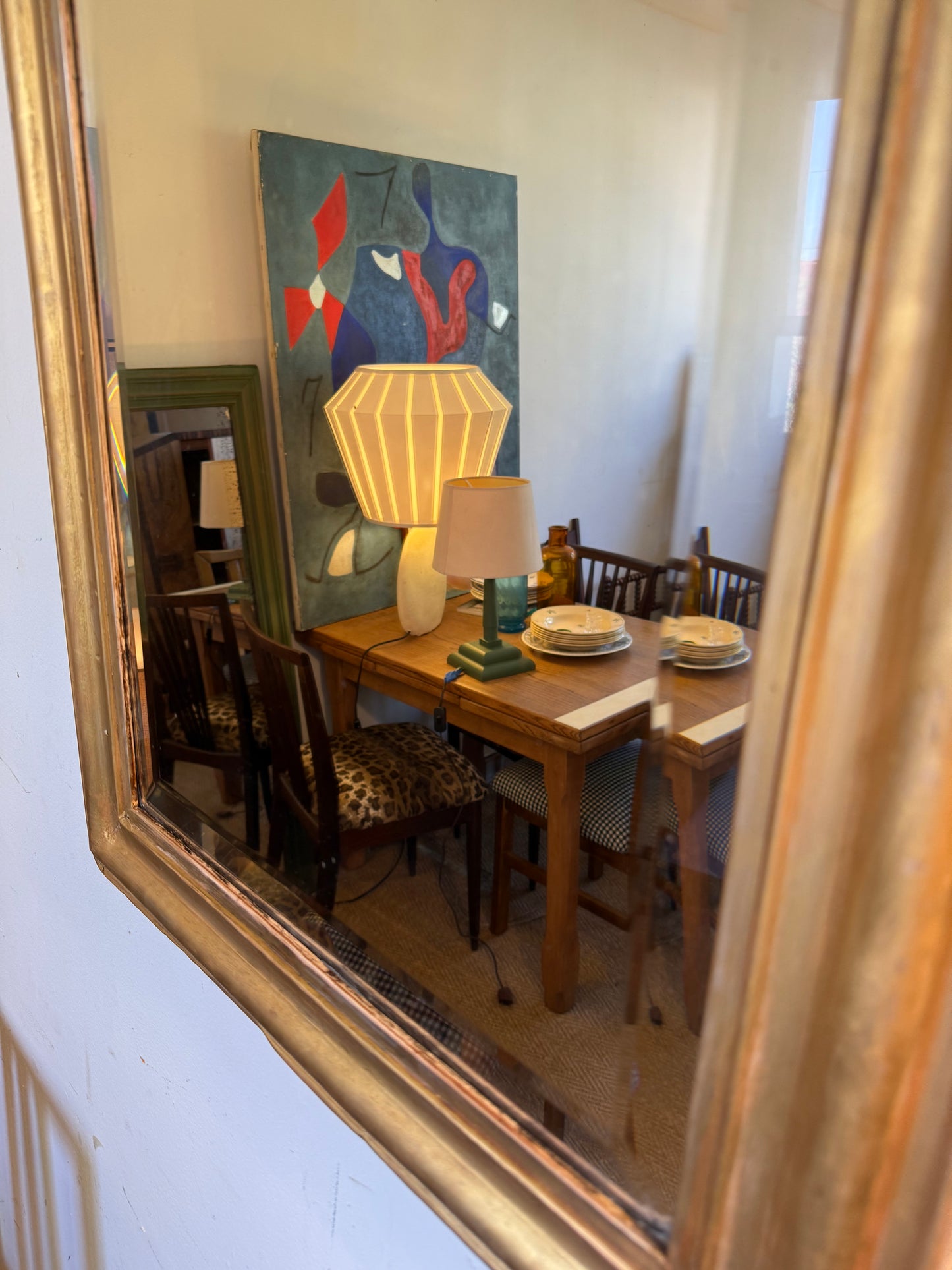 Miroir Louis Philippe vintage doré ancien glace biseautée