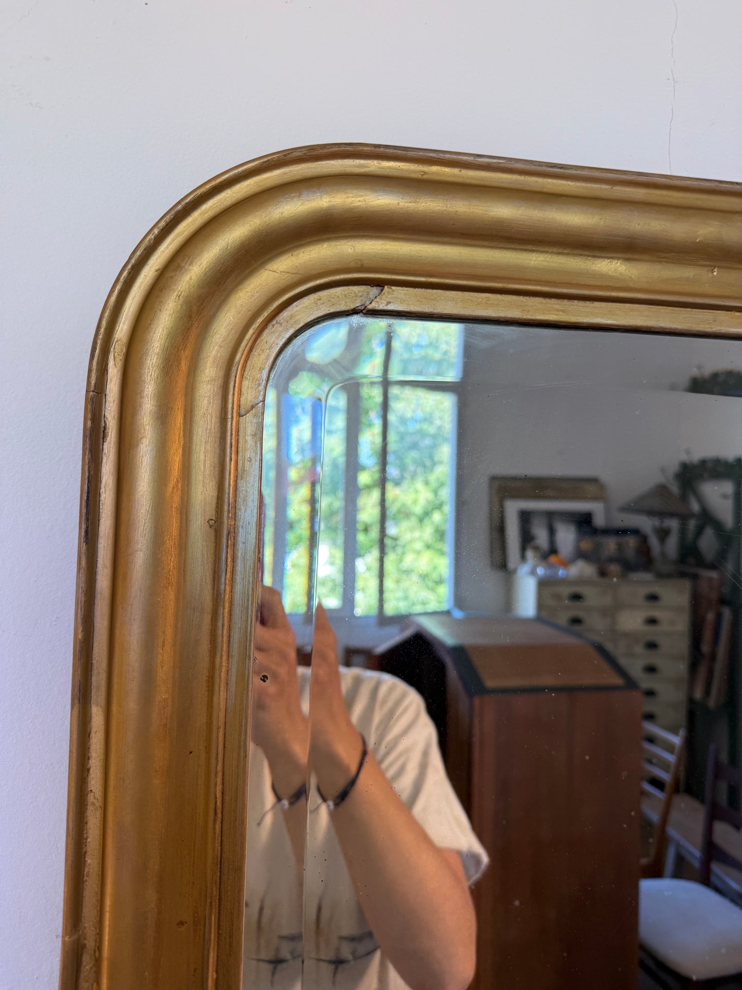 Miroir Louis Philippe vintage doré ancien glace biseautée