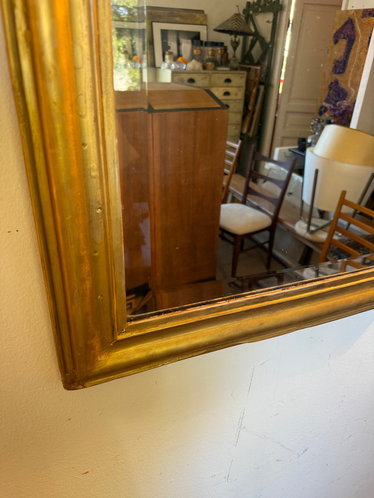 Miroir Louis Philippe vintage doré ancien glace biseautée