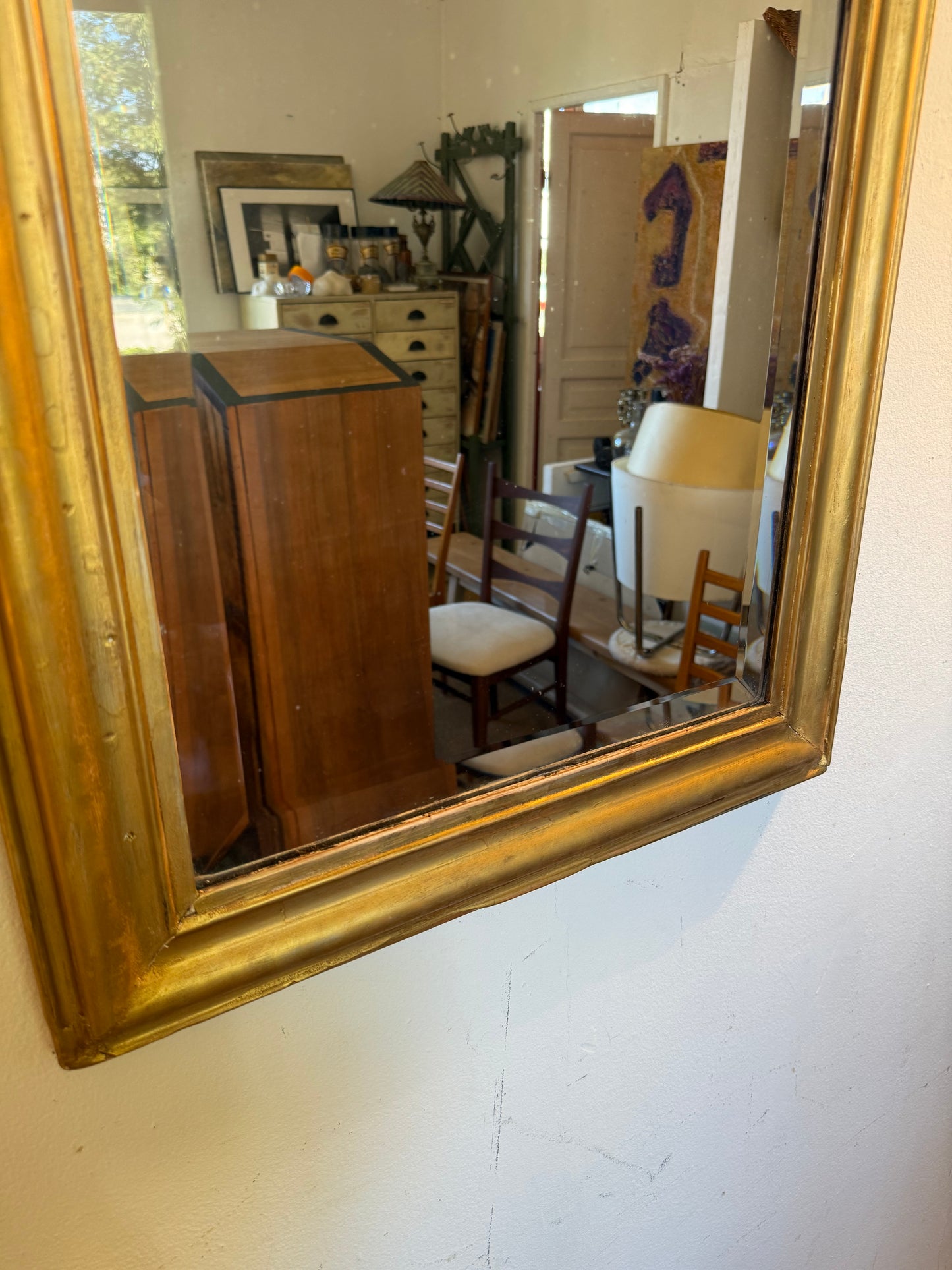 Miroir Louis Philippe vintage doré ancien glace biseautée