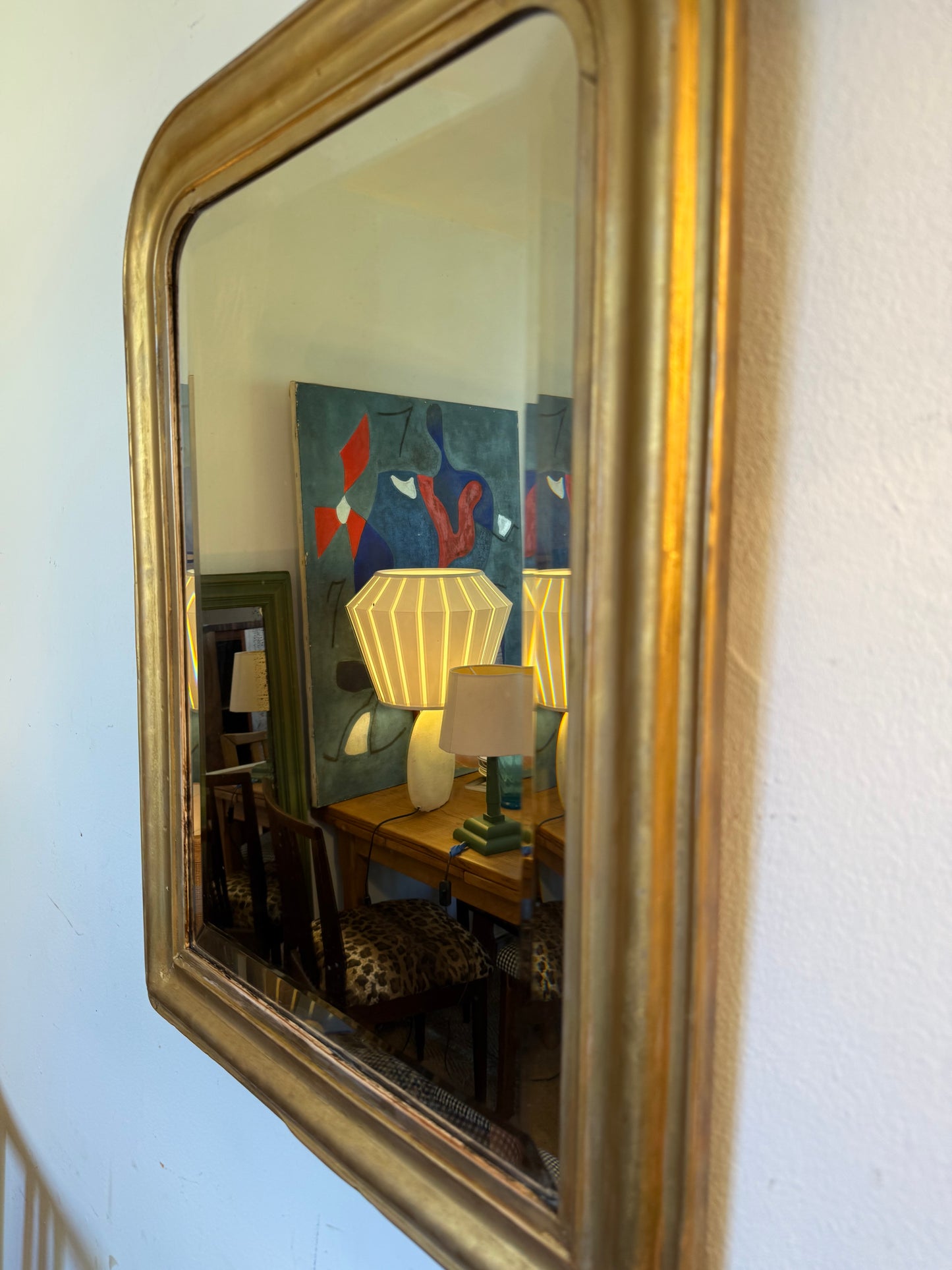 Miroir Louis Philippe vintage doré ancien glace biseautée