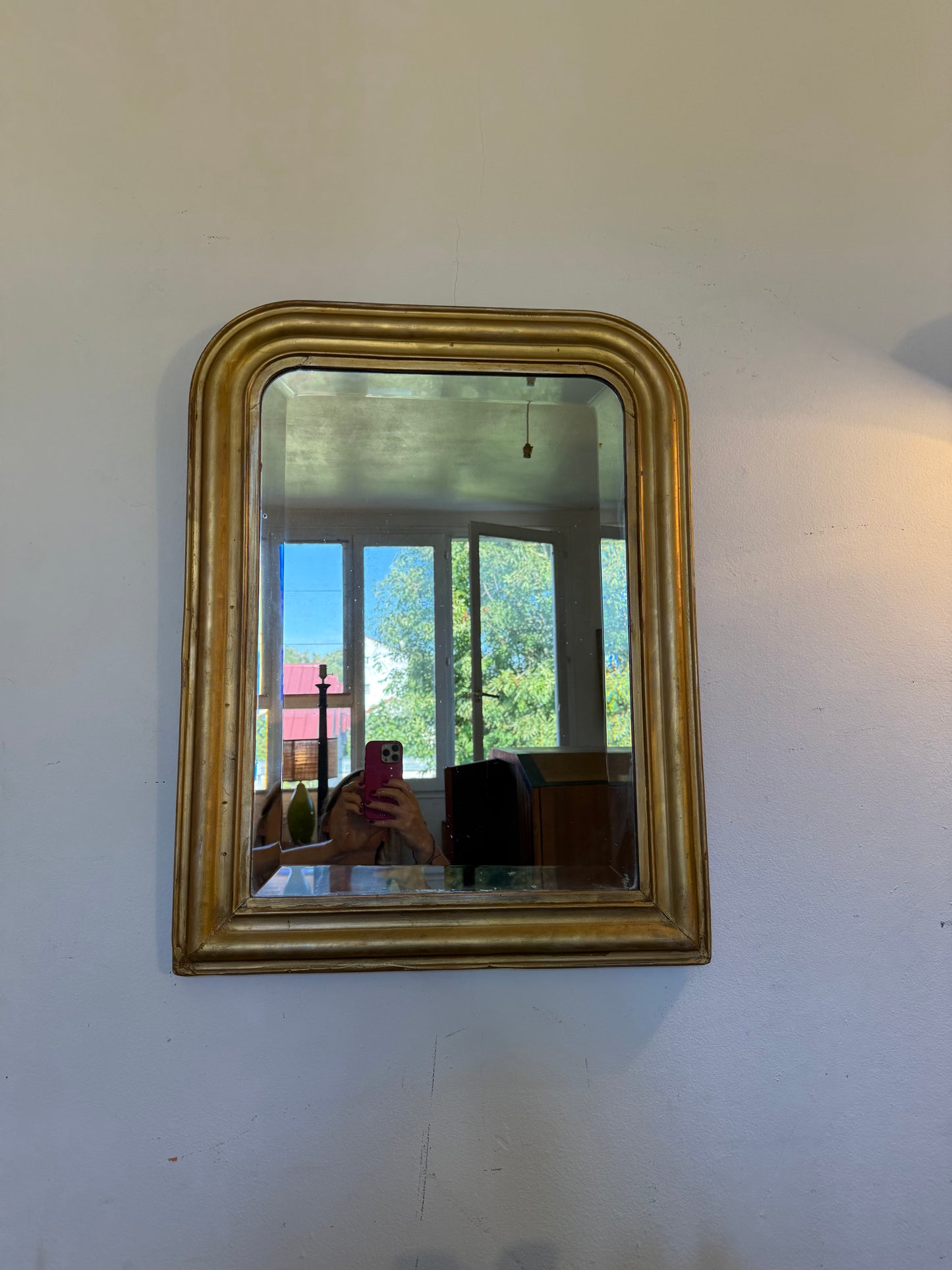 Miroir Louis Philippe vintage doré ancien glace biseautée