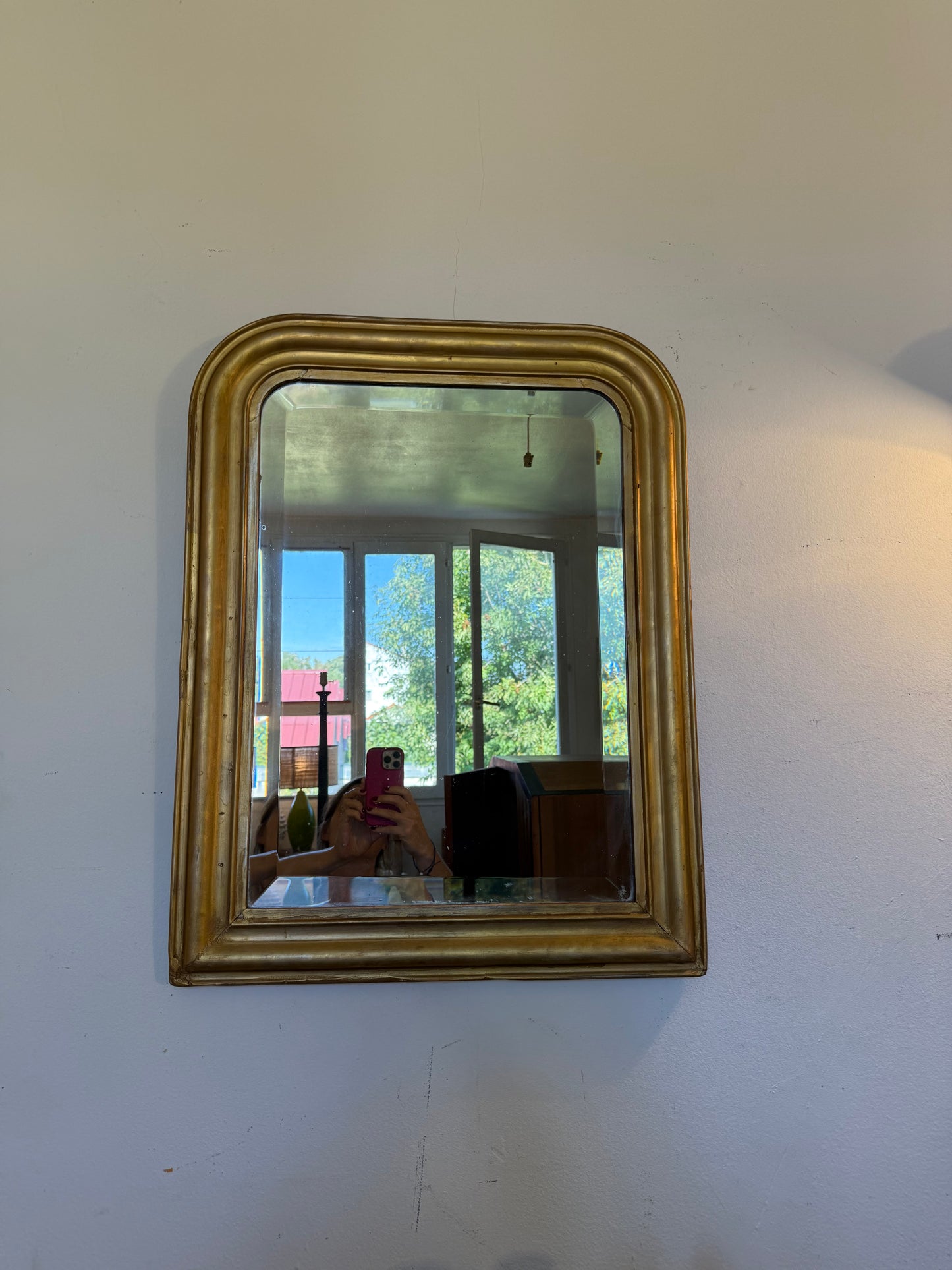 Miroir Louis Philippe vintage doré ancien glace biseautée