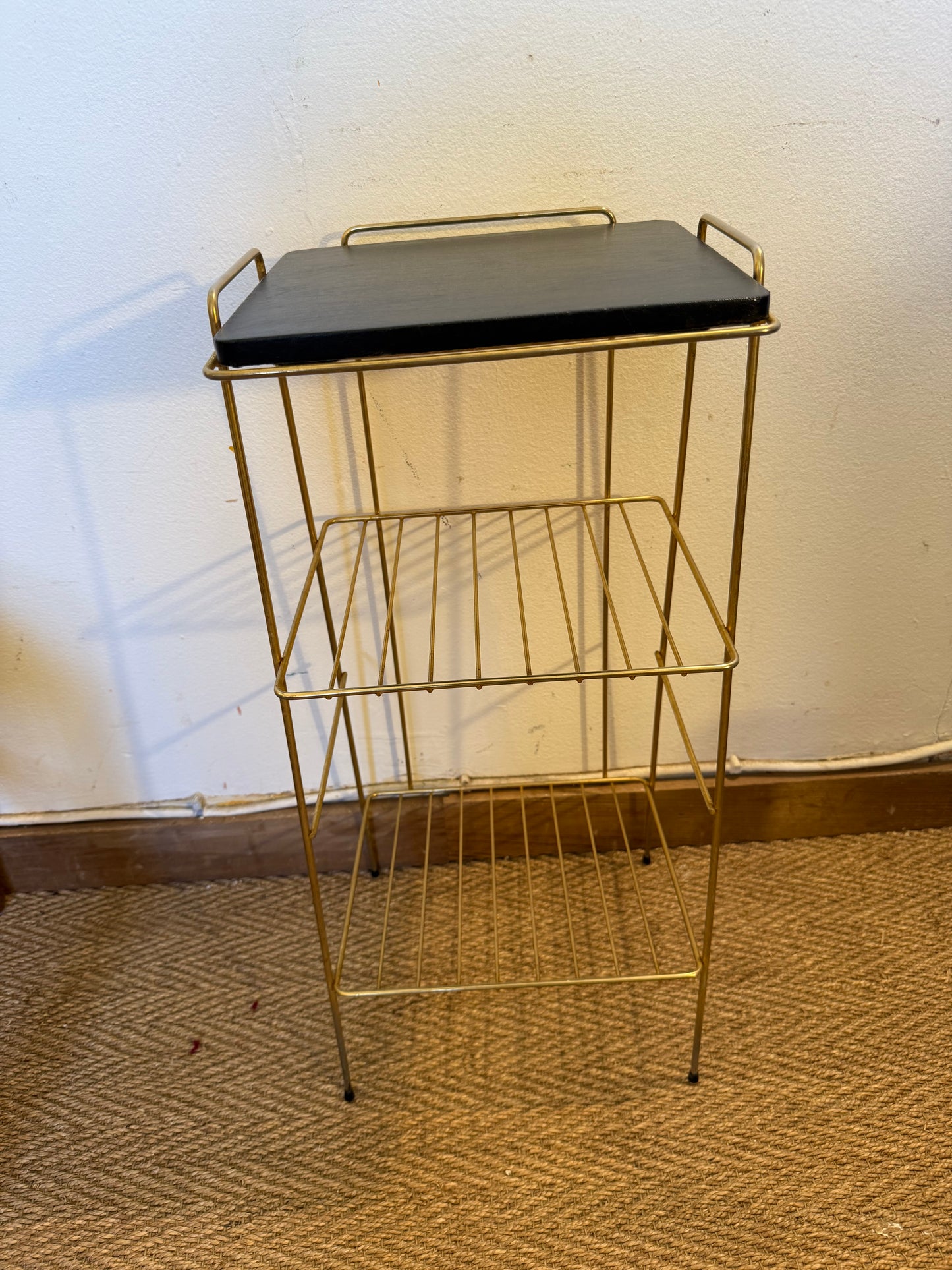 Table d'appoint sellette petite étagère vintage en laiton doré