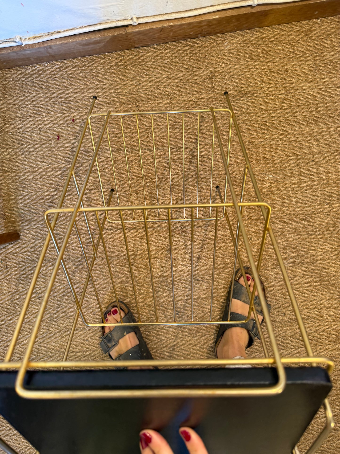 Table d'appoint sellette petite étagère vintage en laiton doré