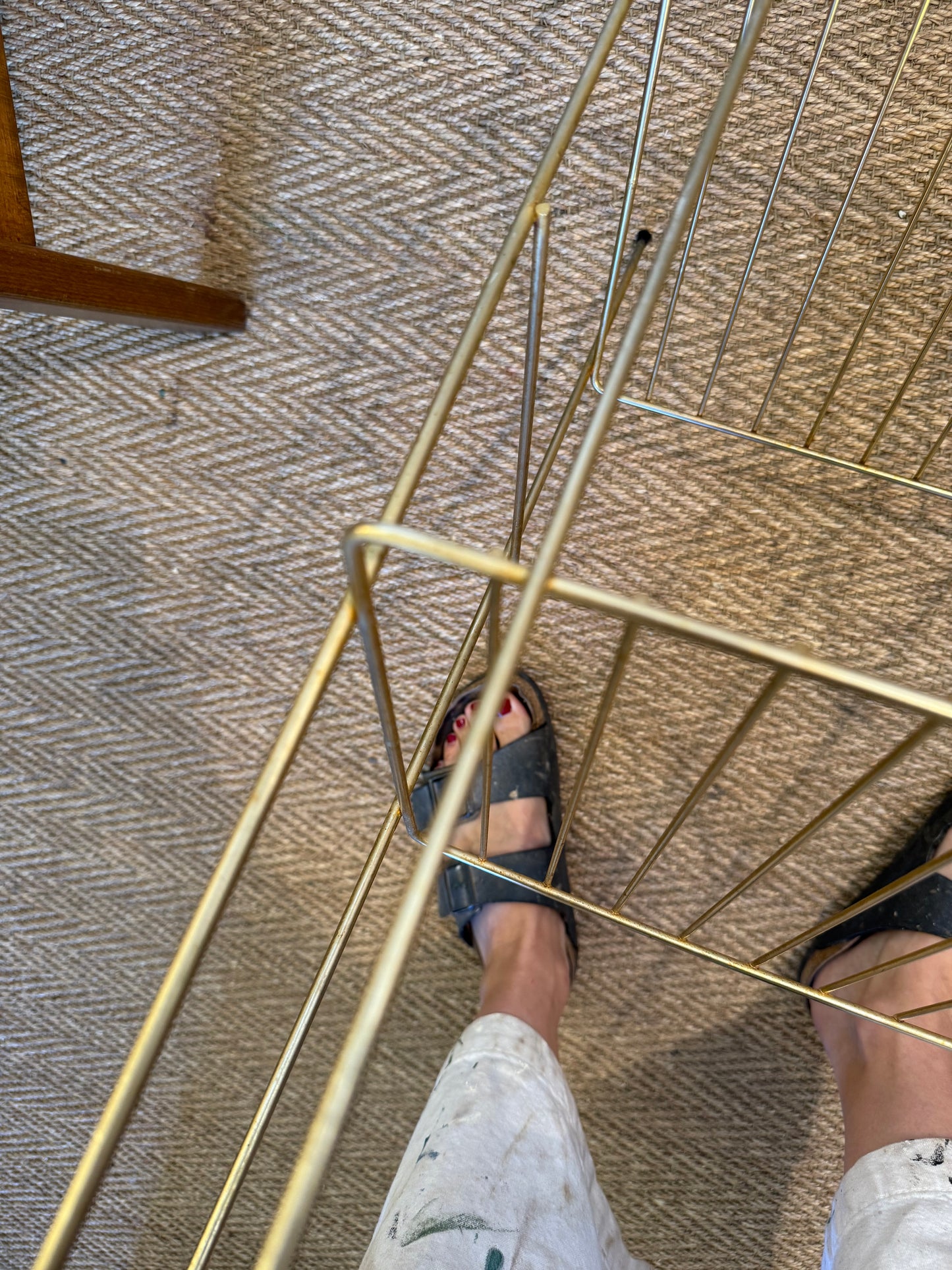 Table d'appoint sellette petite étagère vintage en laiton doré