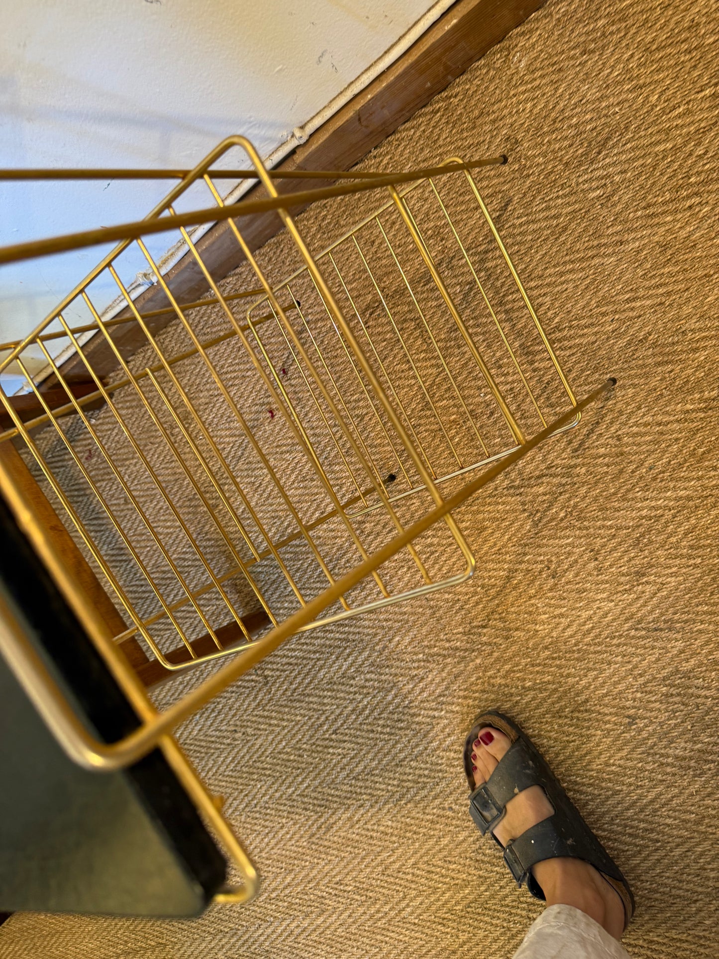 Table d'appoint sellette petite étagère vintage en laiton doré