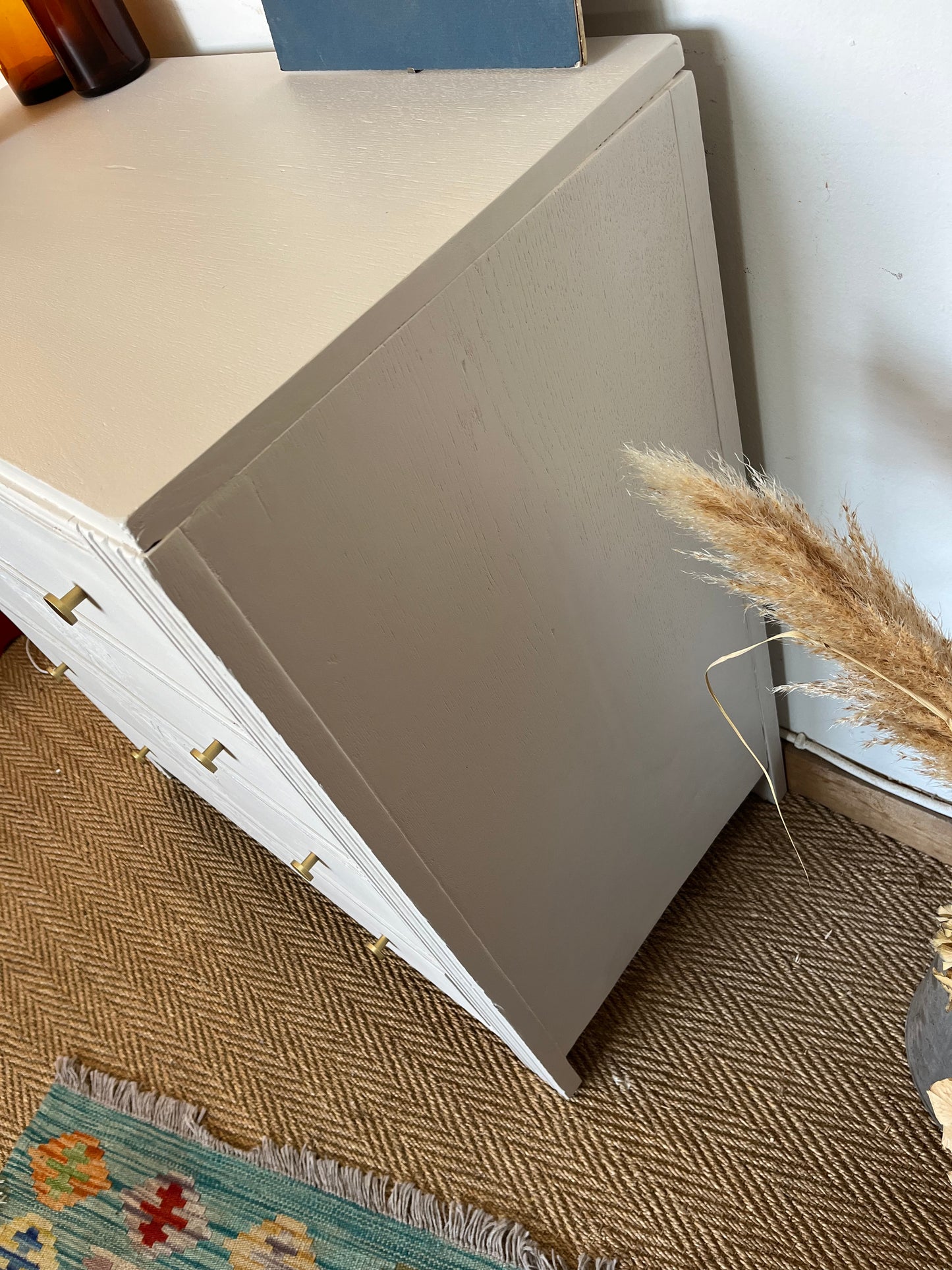 Commode art déco bois restaurée blanche