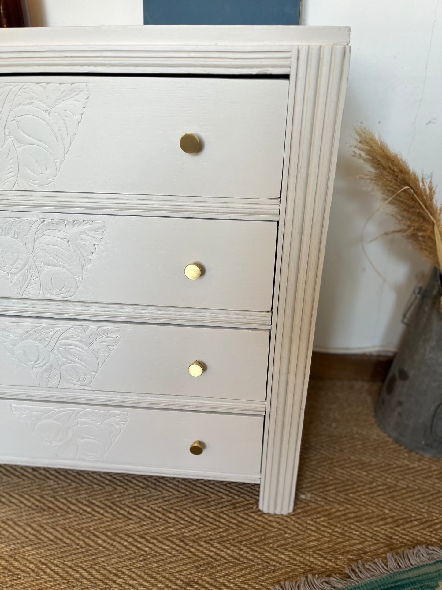 Commode art déco bois restaurée blanche