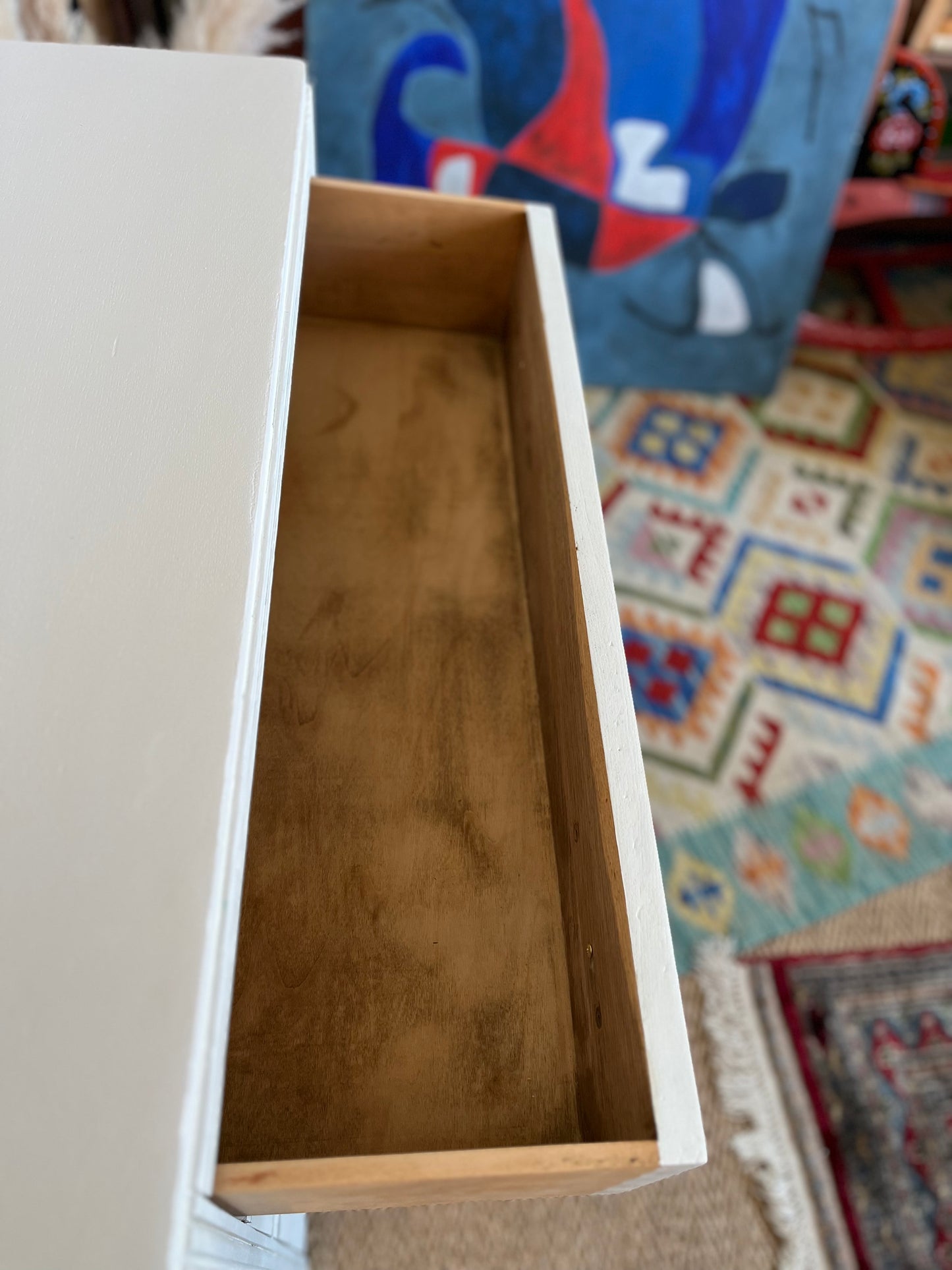 Commode art déco bois restaurée blanche