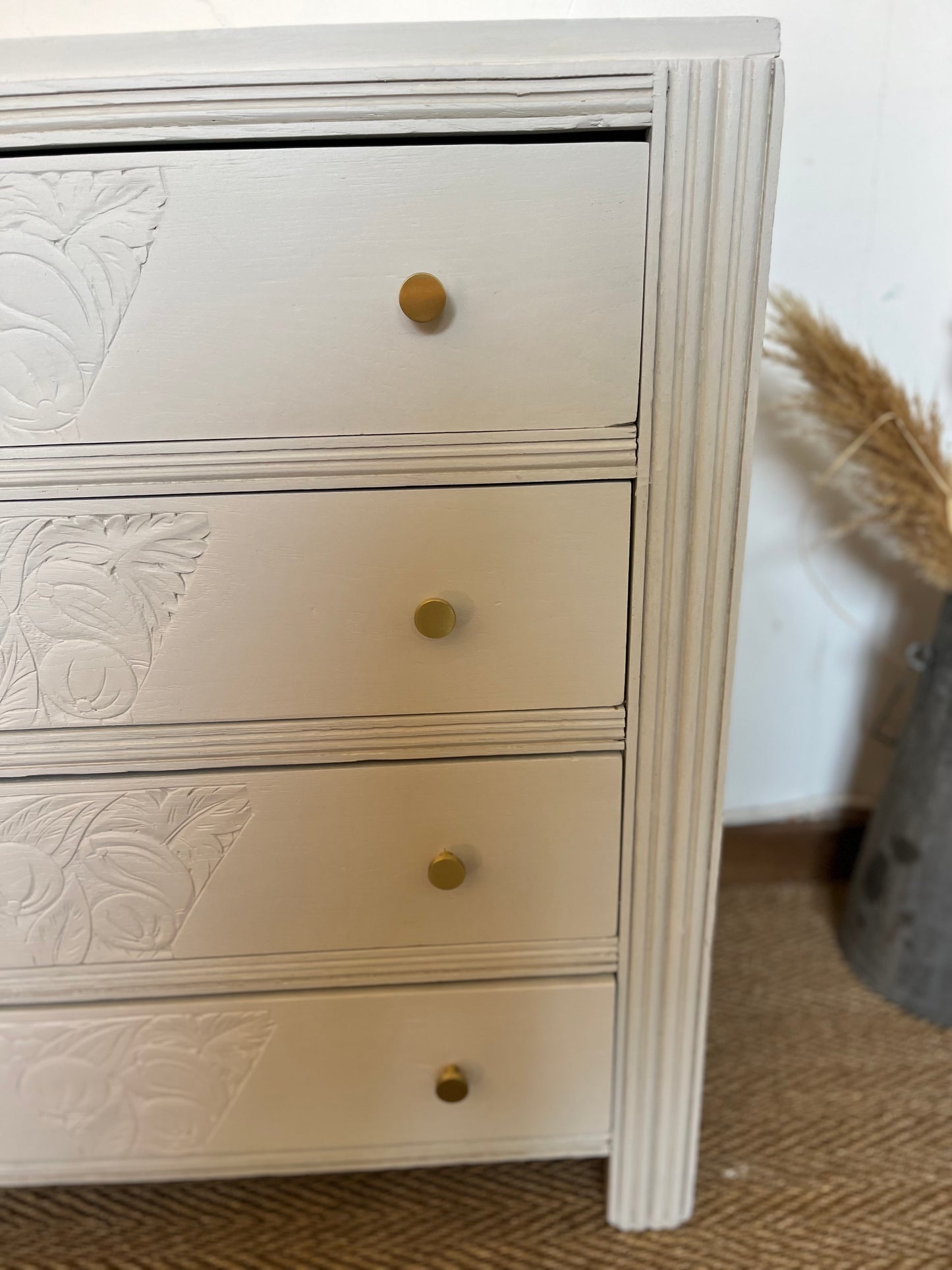 Commode art déco bois restaurée blanche