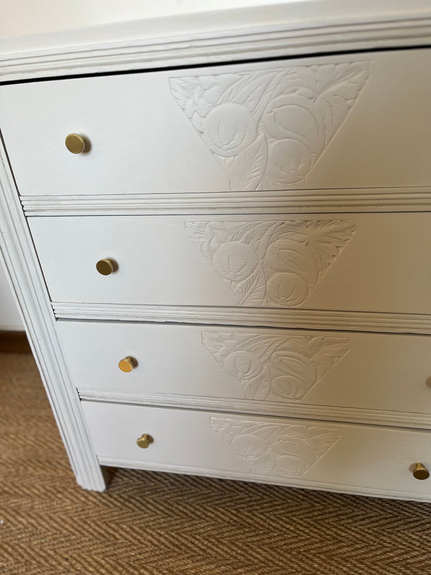 Commode art déco bois restaurée blanche