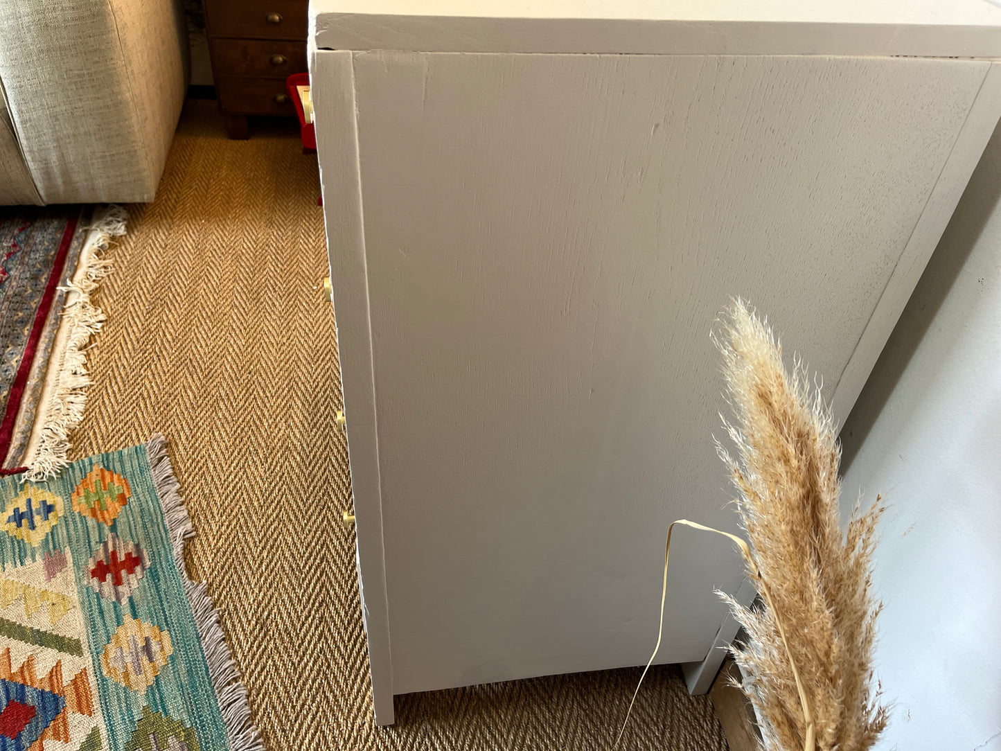 Commode art déco bois restaurée blanche