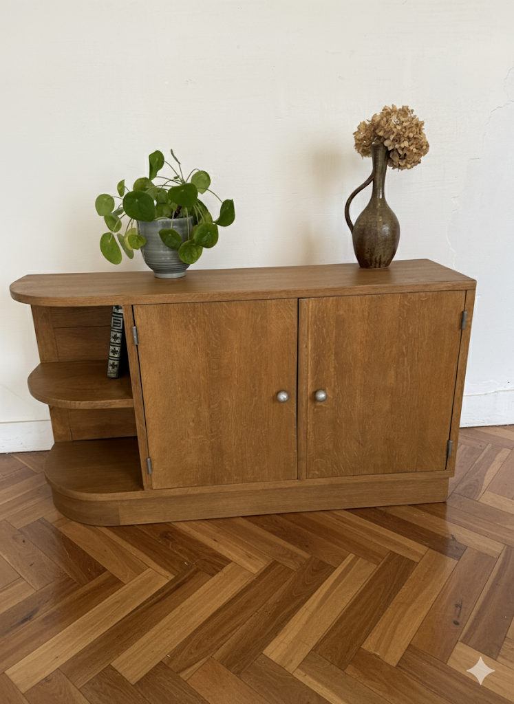 Meuble bas enfilade vintage art déco bois massif