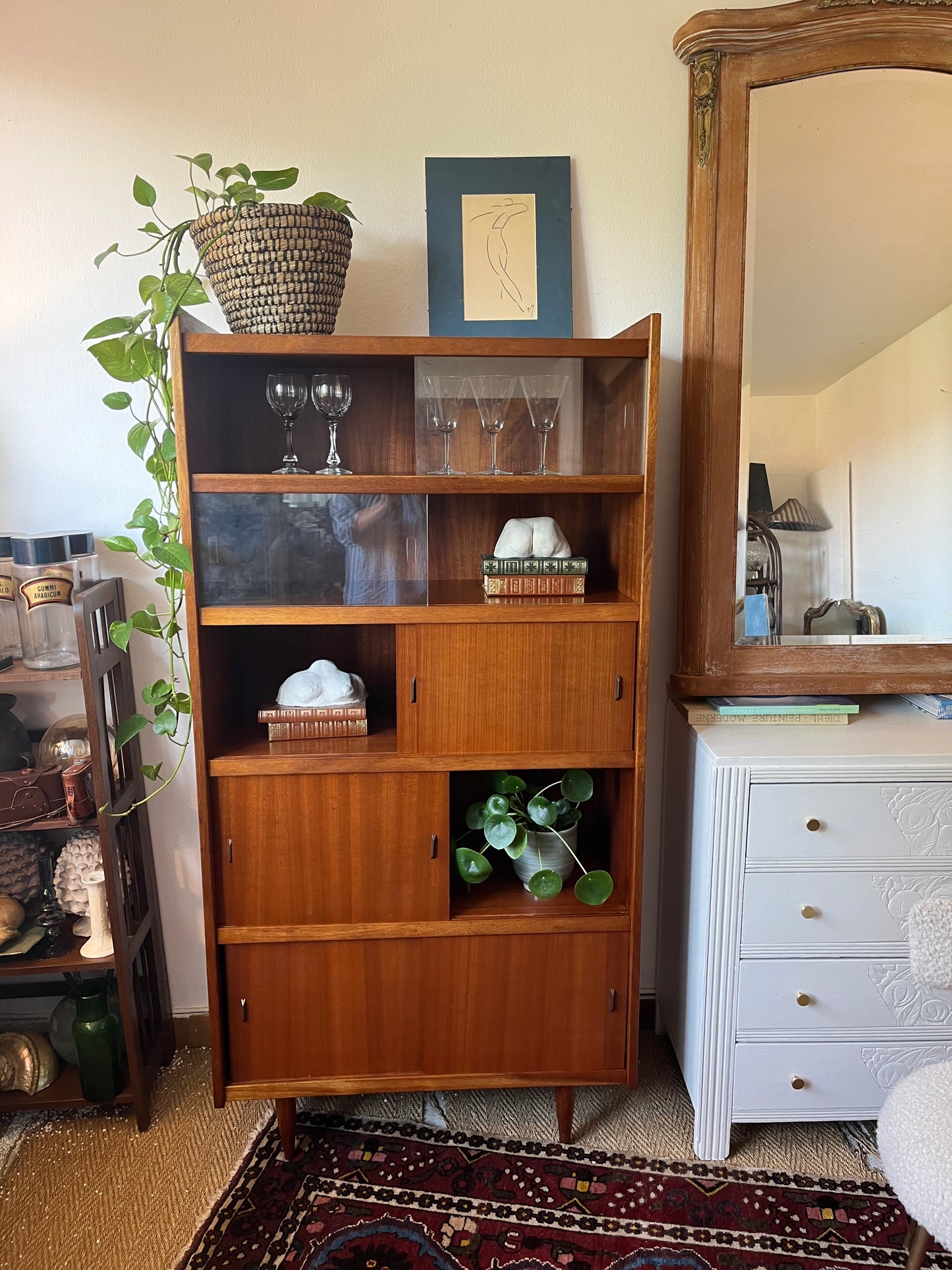 Bibliothèque étagère vaisselier vintage
