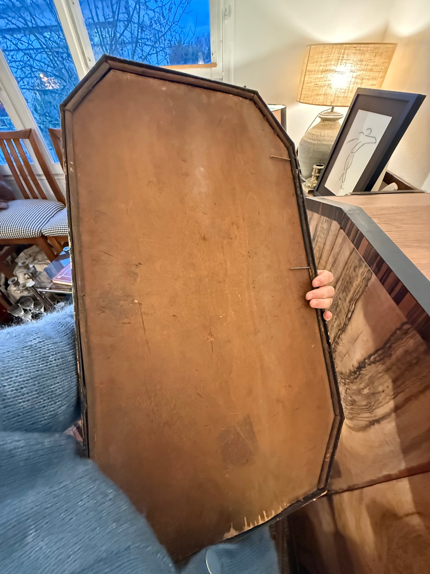 Miroir métal doré vintage art déco glace biseautée