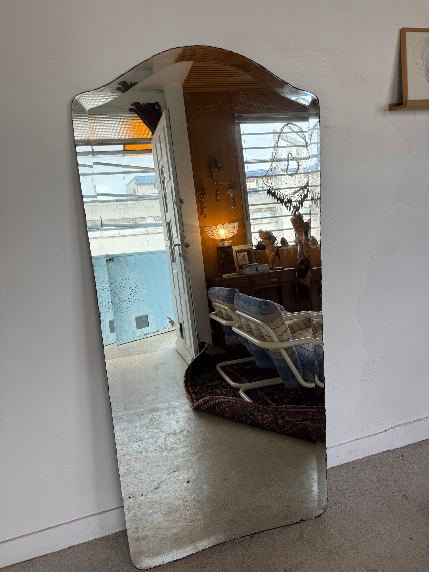 Grand miroir biseauté ancien