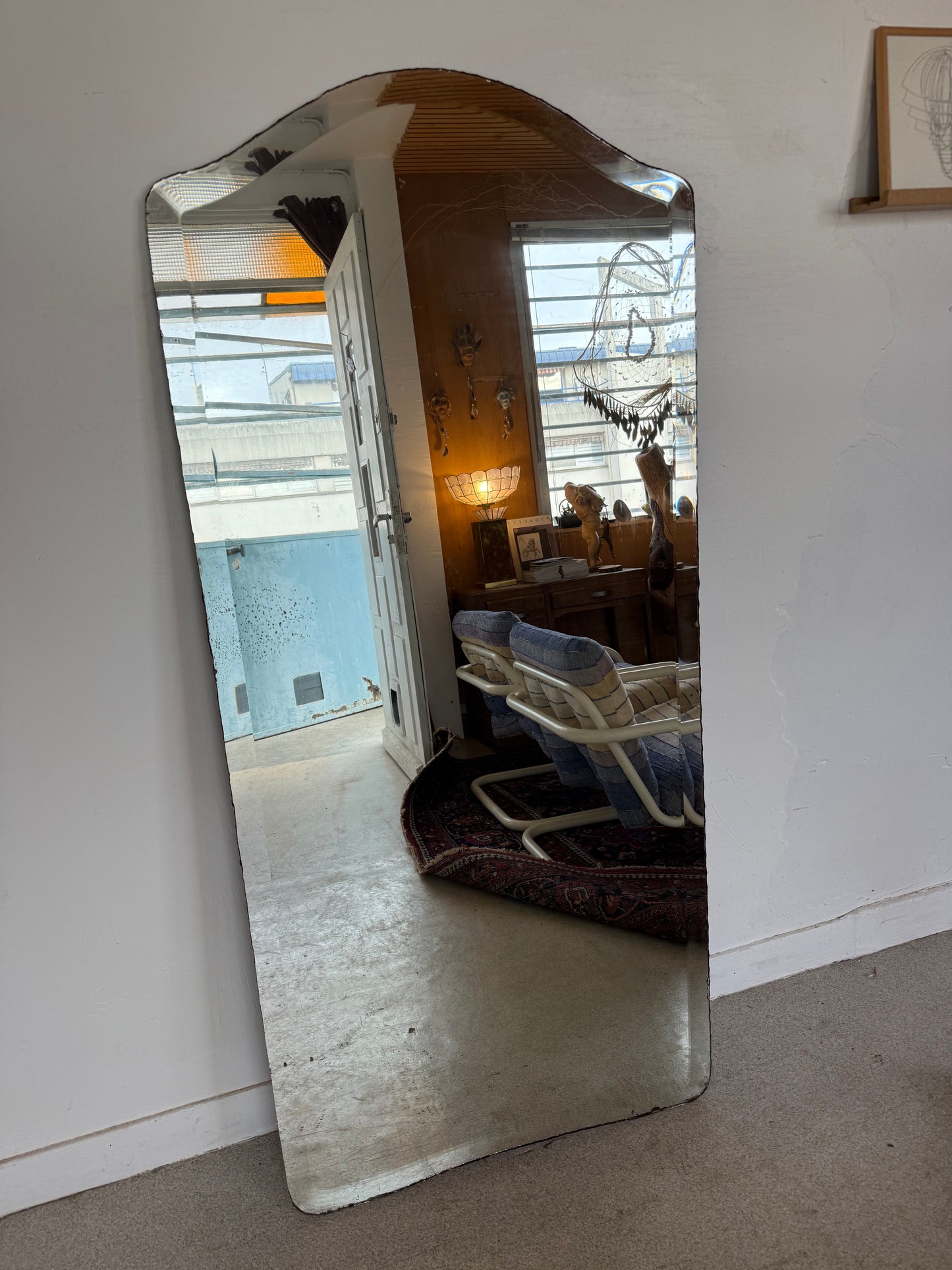 Grand miroir biseauté ancien