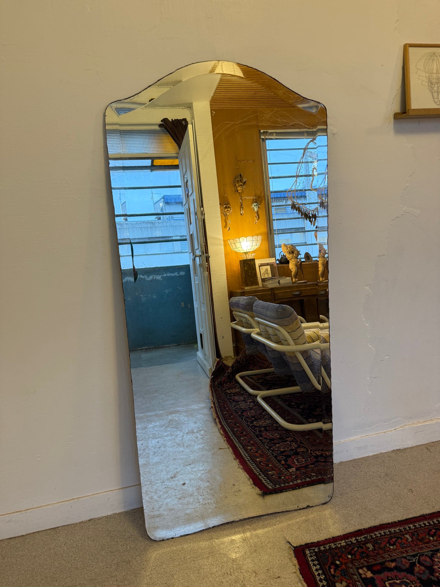 Grand miroir biseauté ancien