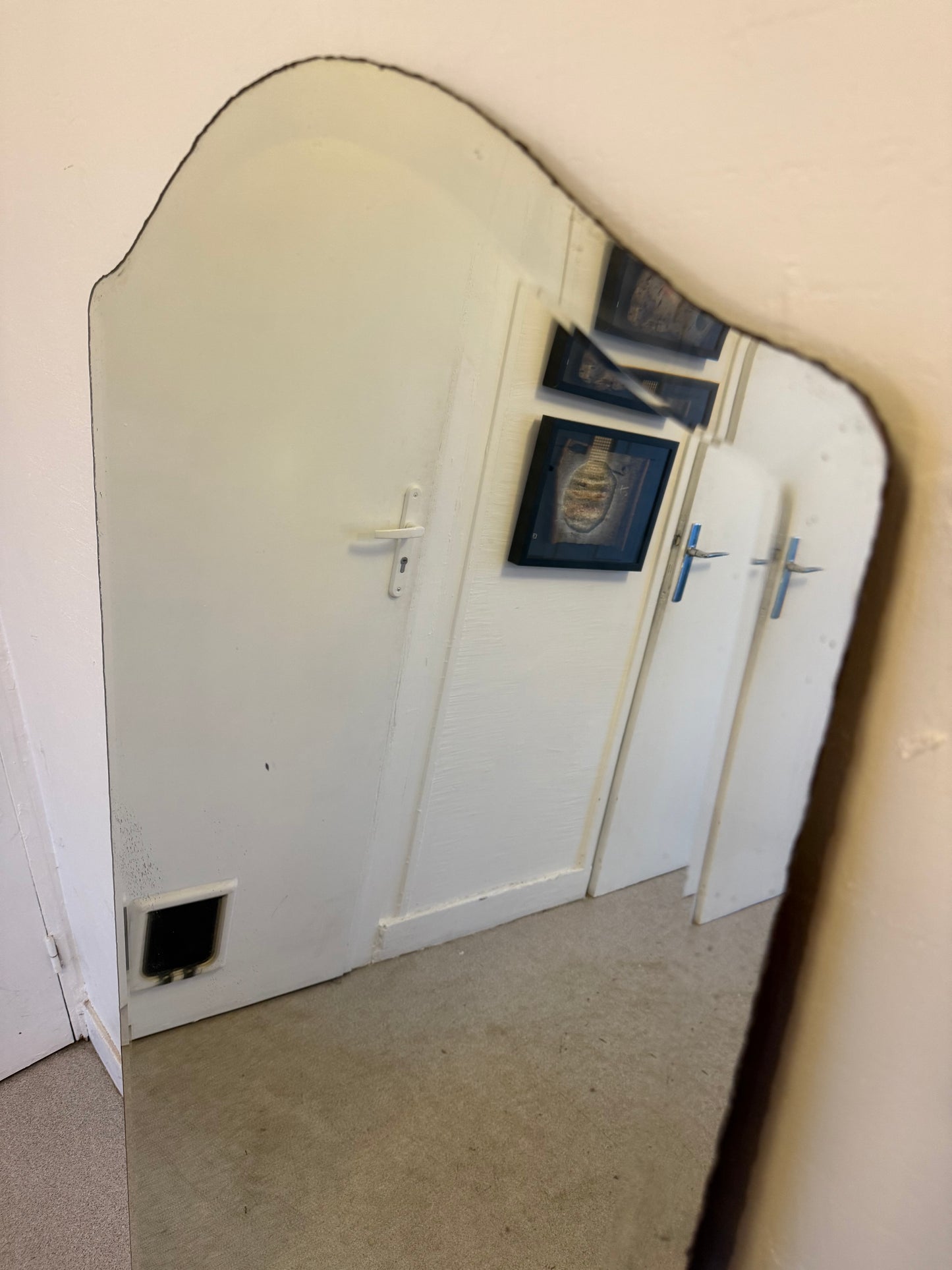 Grand miroir biseauté ancien