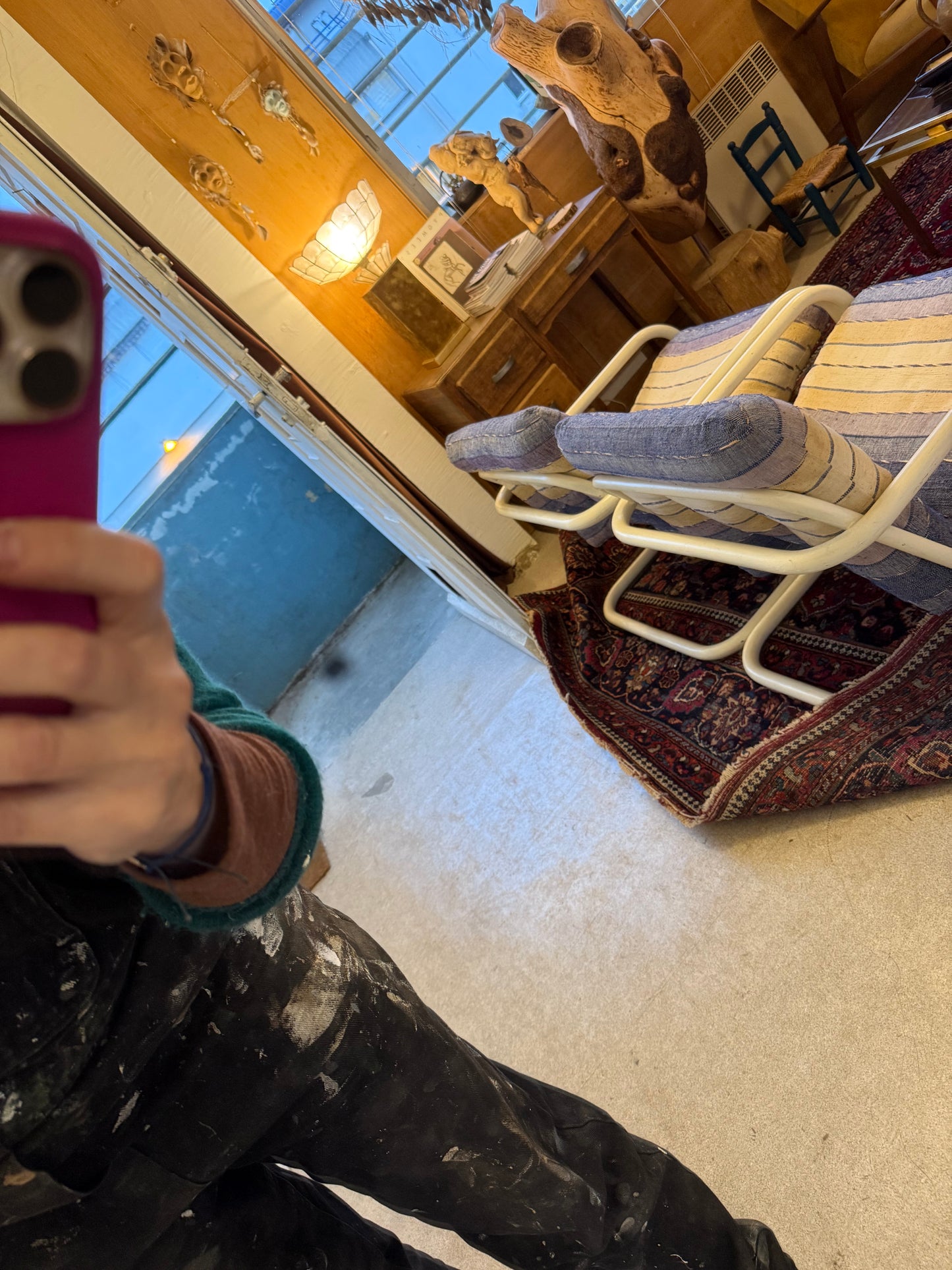 Grand miroir biseauté ancien